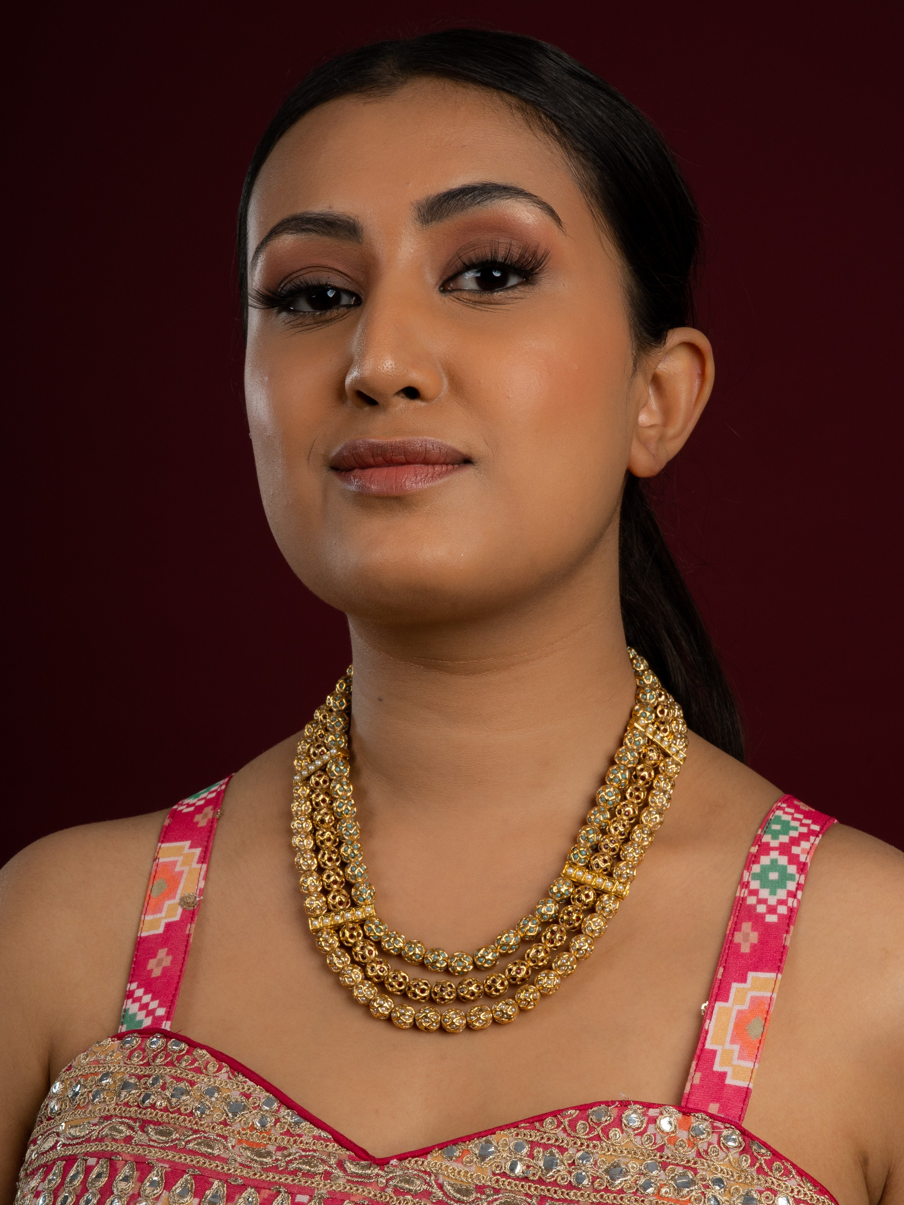 Multilayer Jadau Sonamoti Necklace - QUEENS JEWELS