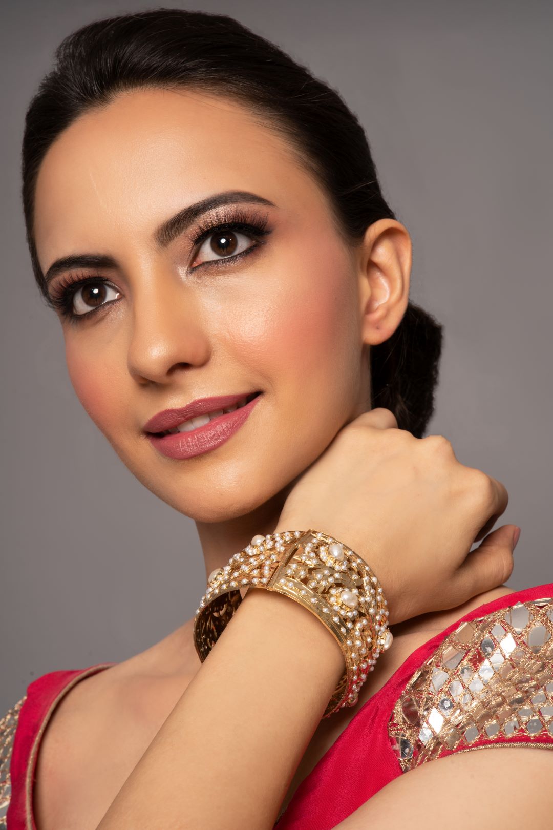 Irya White Broad Jadau Openable Bangle - QUEENS JEWELS