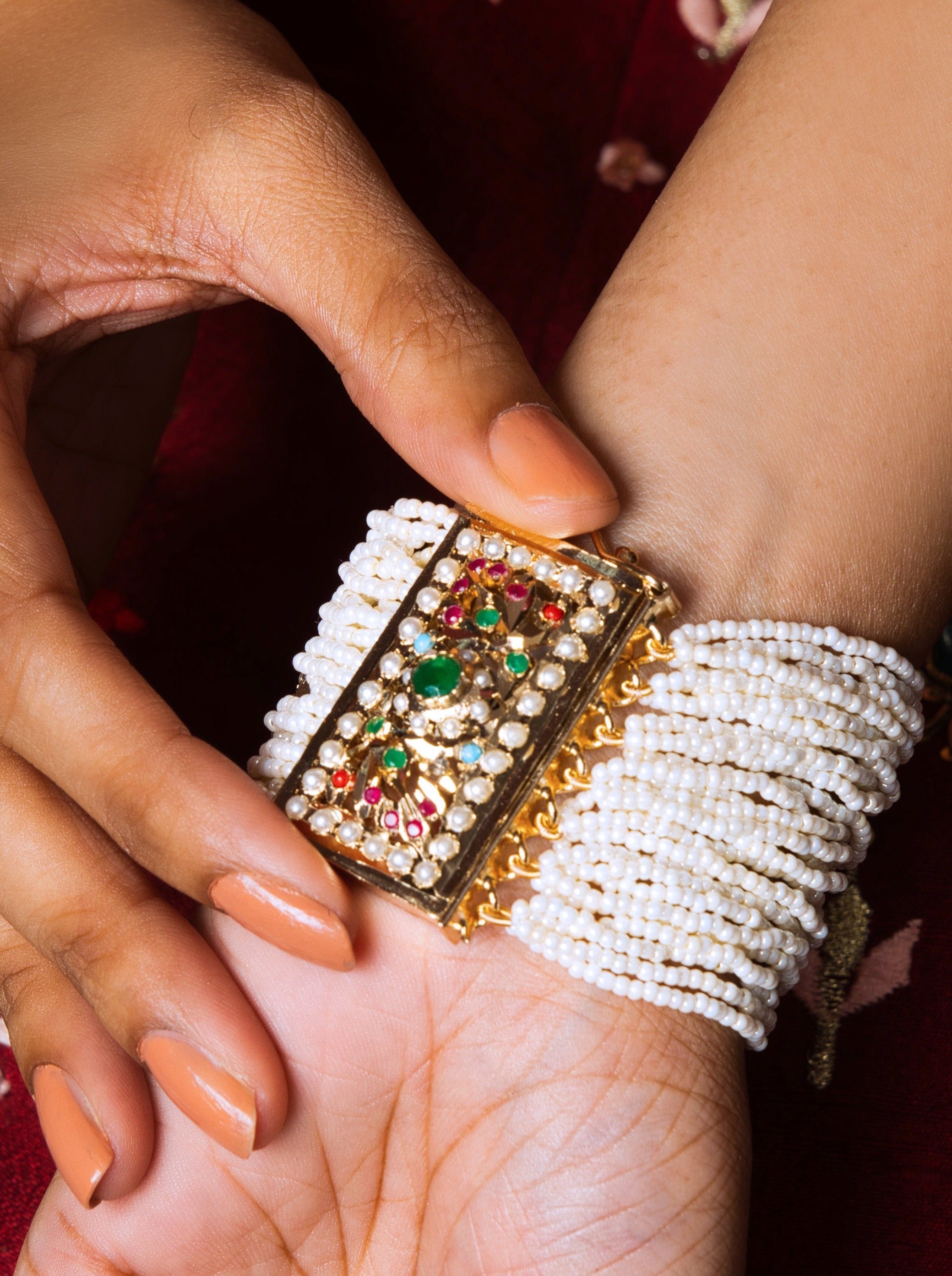 Regal Navratan Jadau Dasti - QUEENS JEWELS