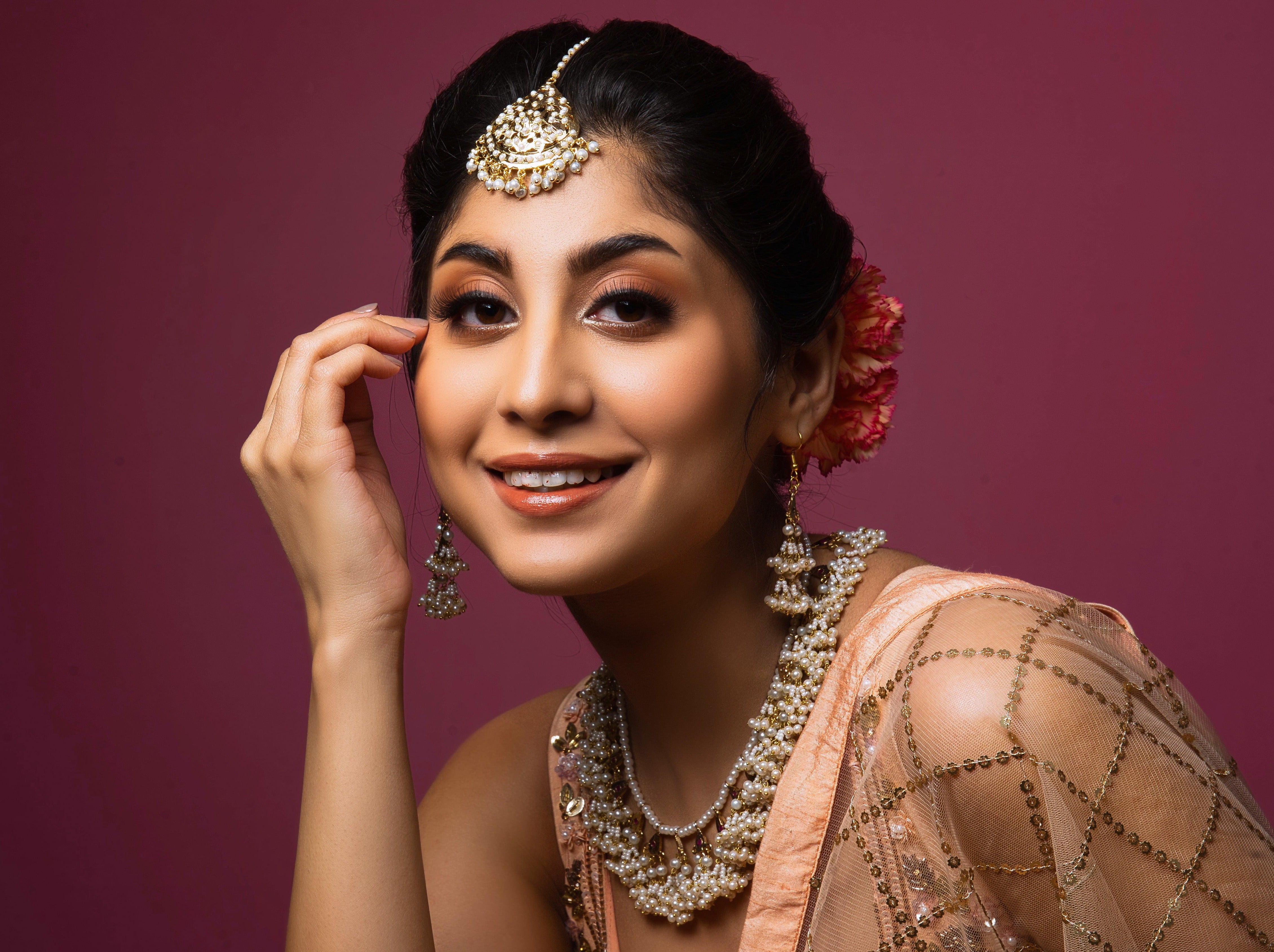 Exquisite White Dropshade Jadau Maangtikka - QUEENS JEWELS