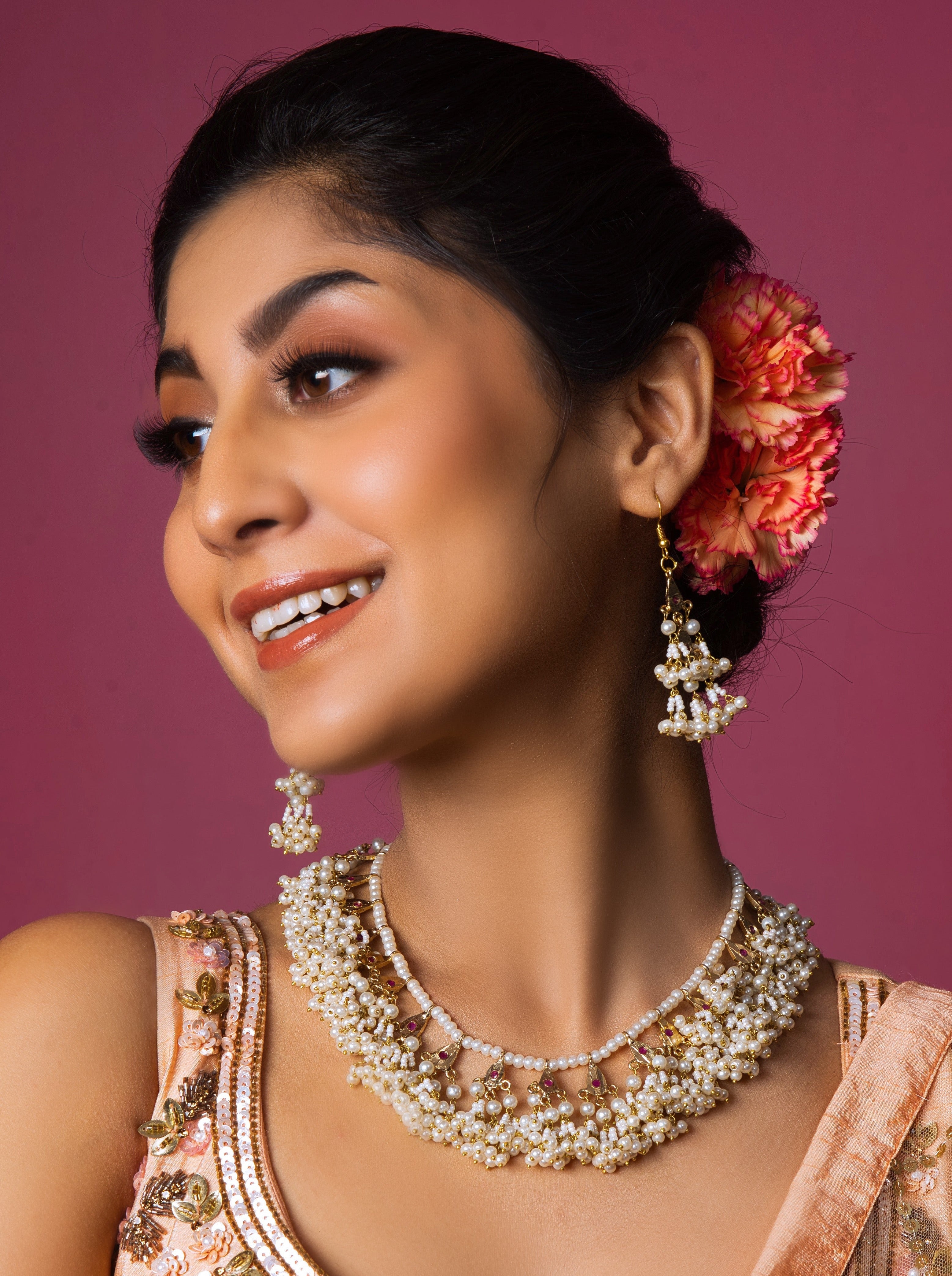 Royal White Gajra Jadau Set - QUEENS JEWELS