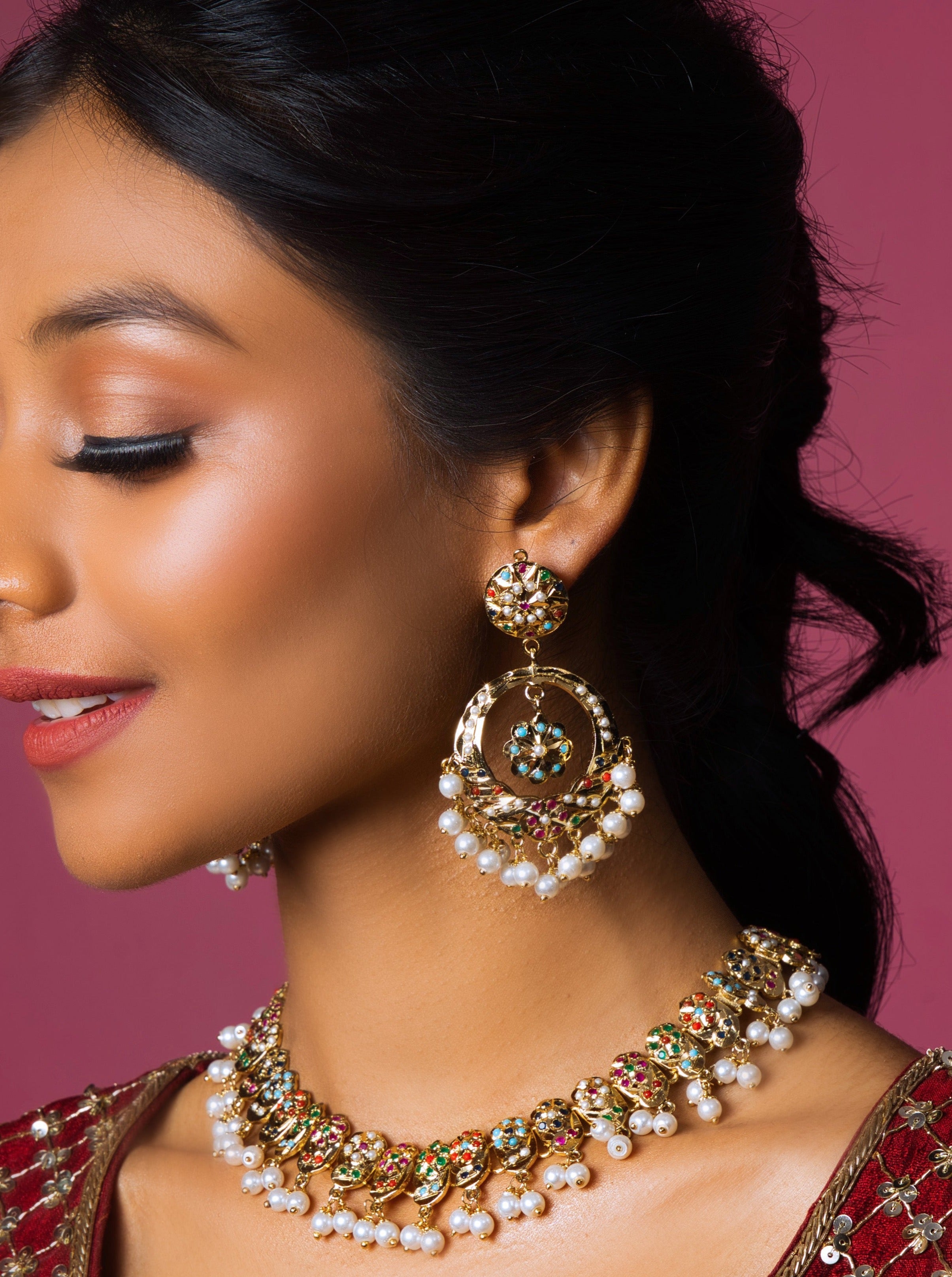 Regal Navratan Jadau Choker Set - QUEENS JEWELS