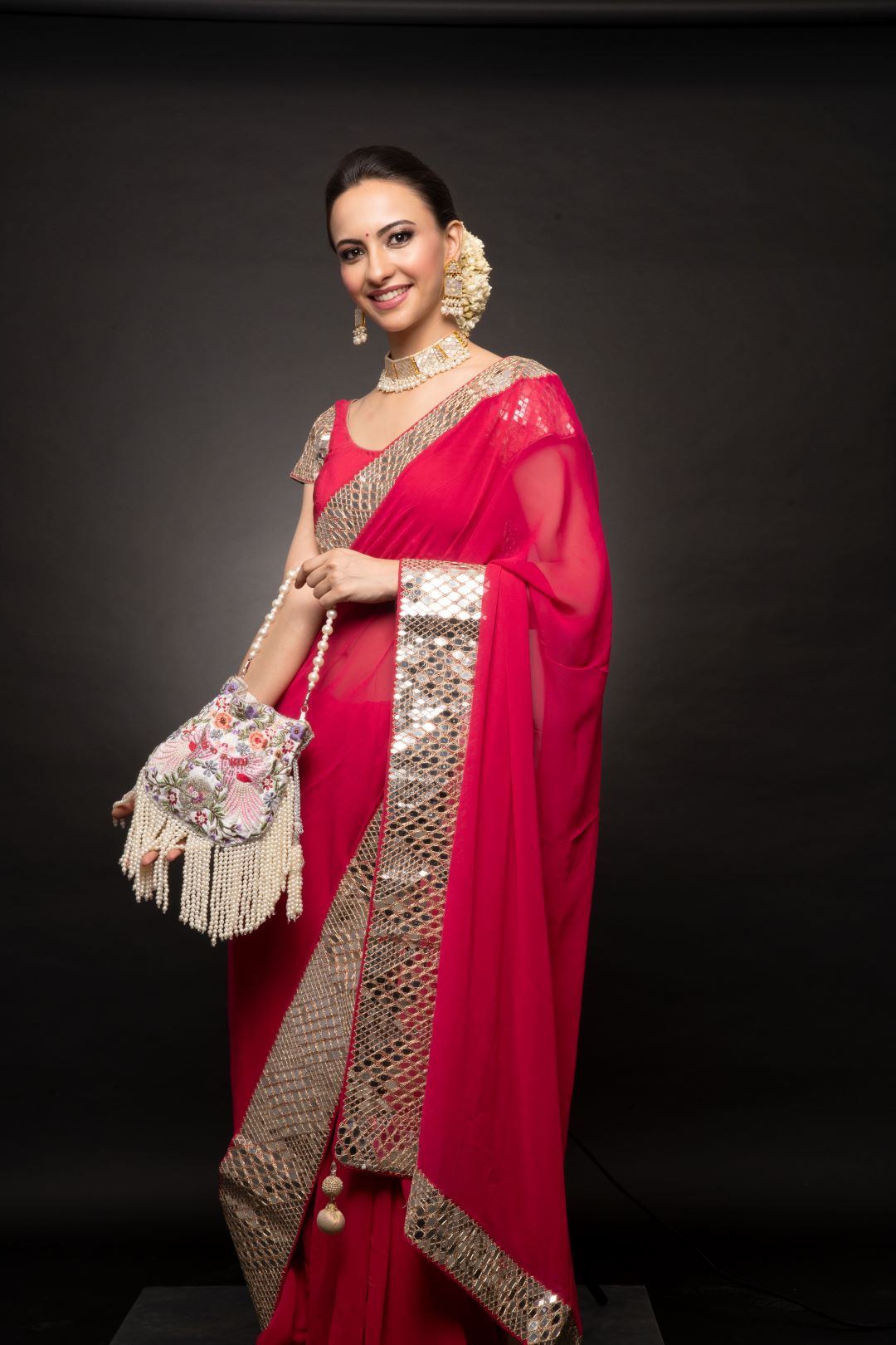 White Pearl Drops Multicolour Potli - QUEENS JEWELS