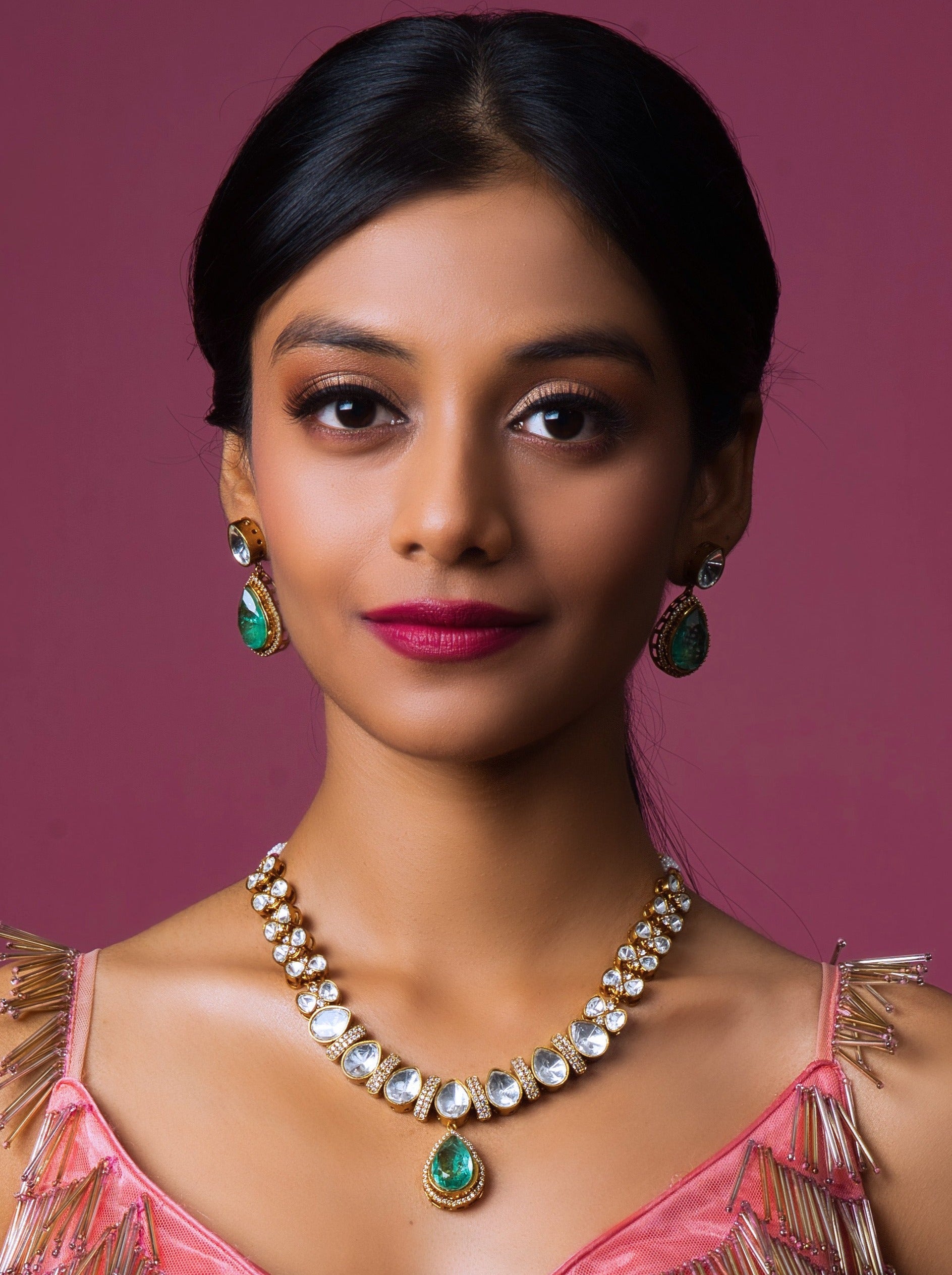 Verdant Majesty Kundan Jewelry Set - QUEENS JEWELS