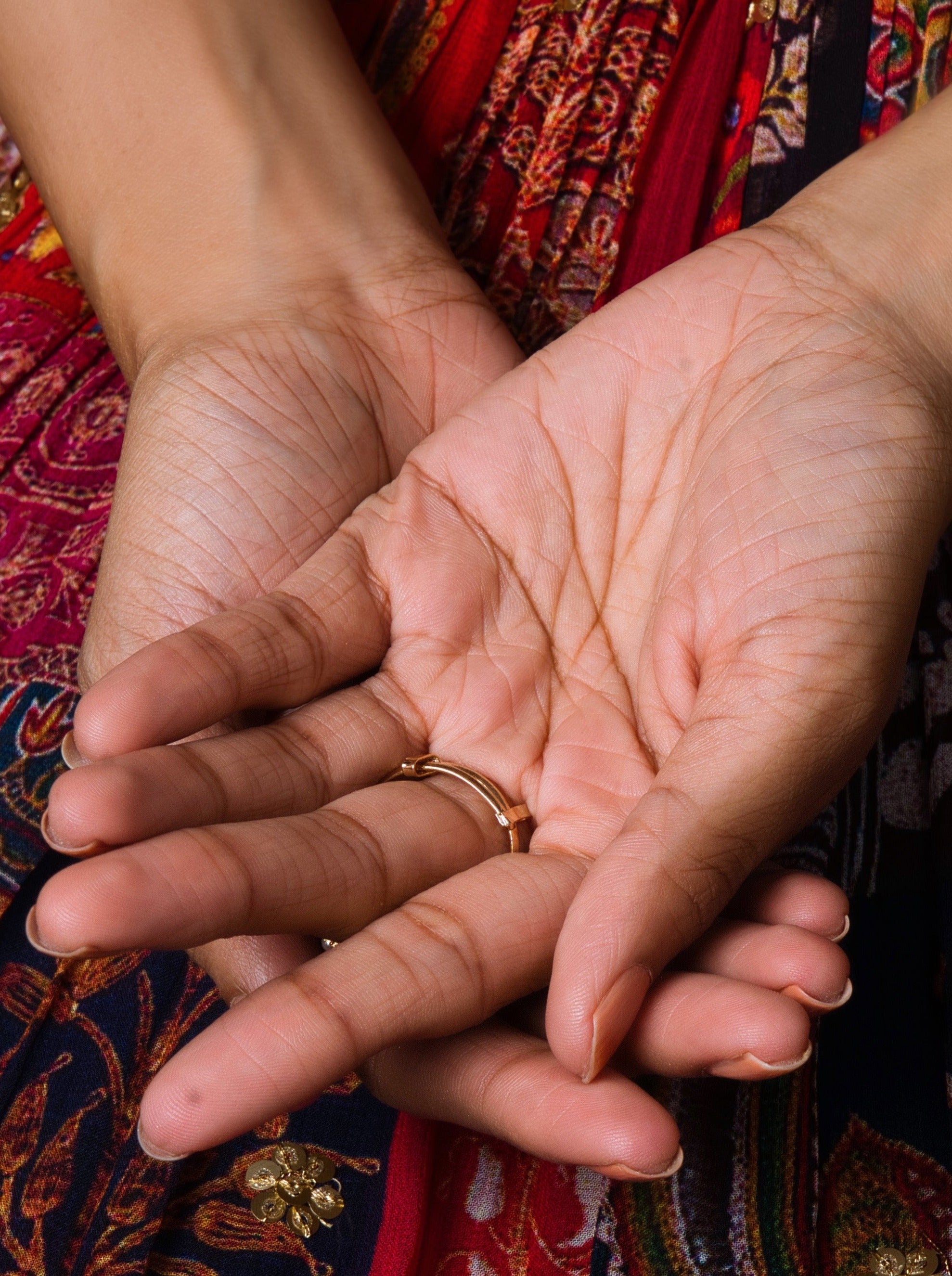 Ruby Red Royal Blue Floral Round Jadau Adjustable Ring - QUEENS JEWELS