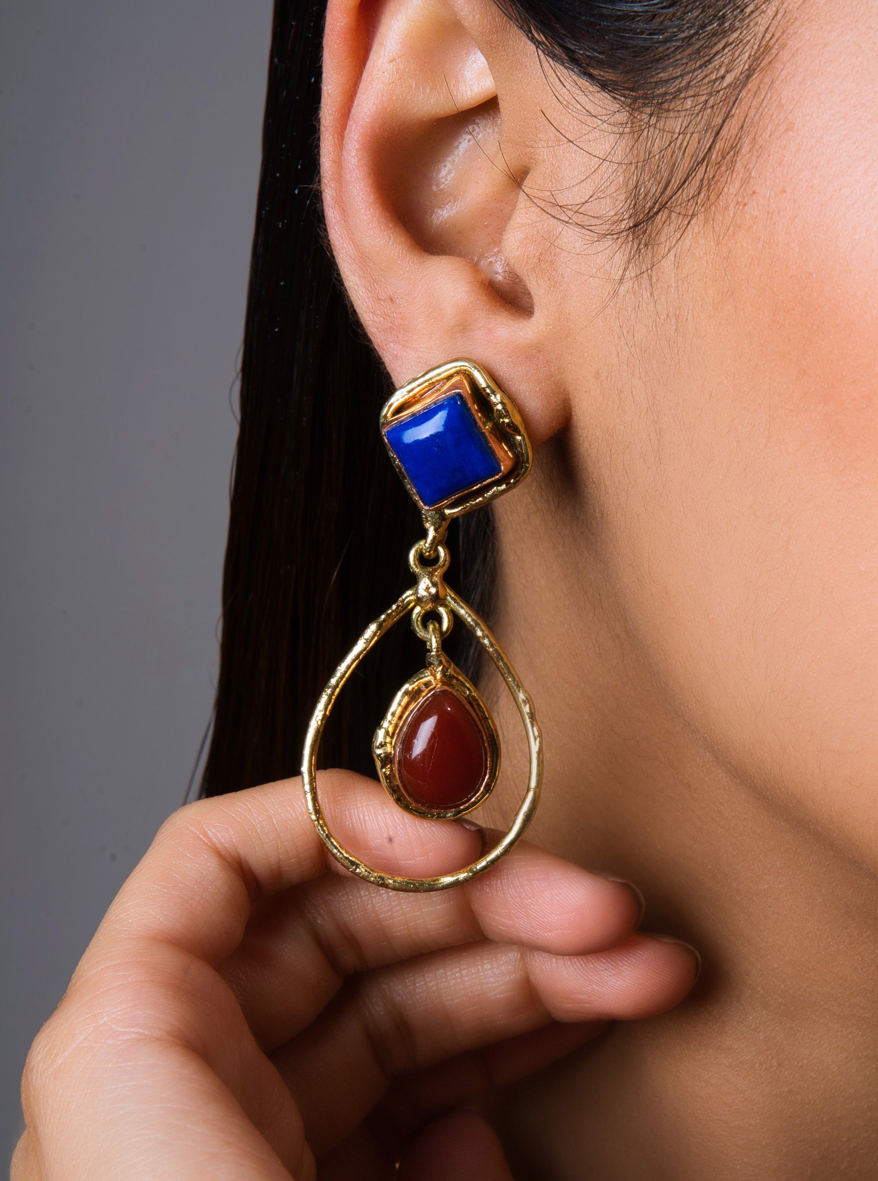 Lazuline Cornelian Cascade Earrings - QUEENS JEWELS