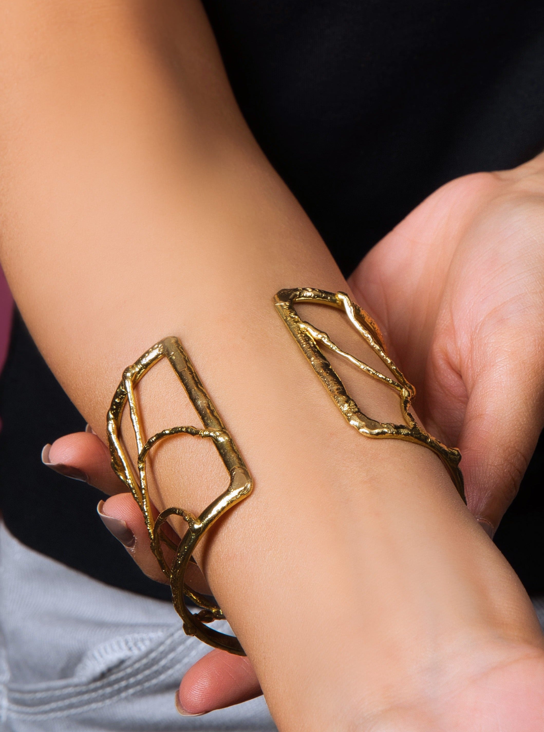 Golden Aura Adjustable Gemstone Cuff - QUEENS JEWELS