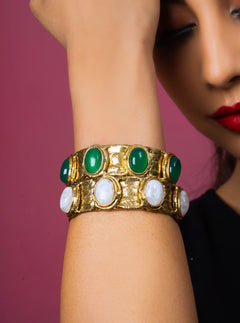 Stylish Semi Precious Stone Cuff - QUEENS JEWELS