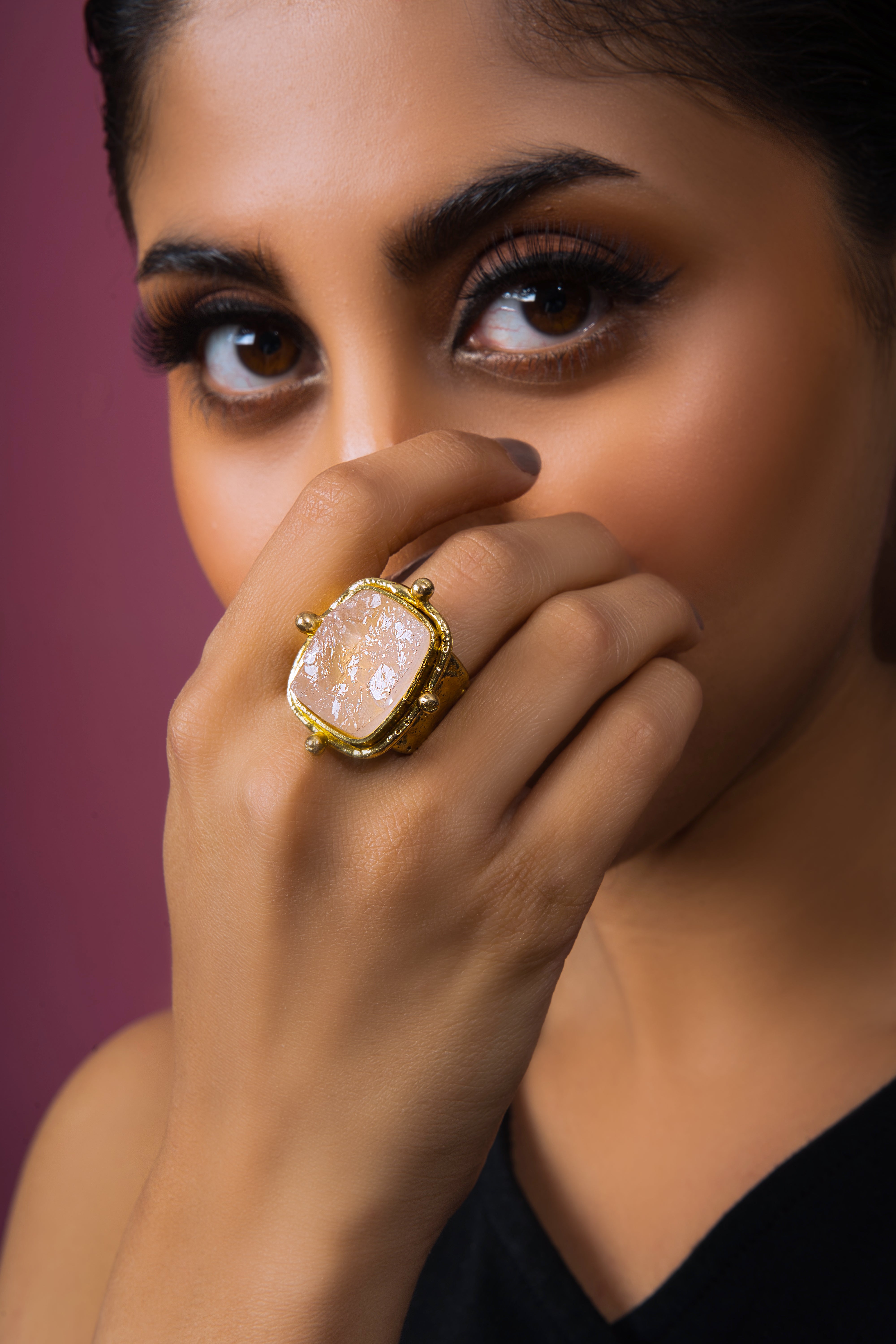 Isabella Rose Quartz Crystal Ring - QUEENS JEWELS