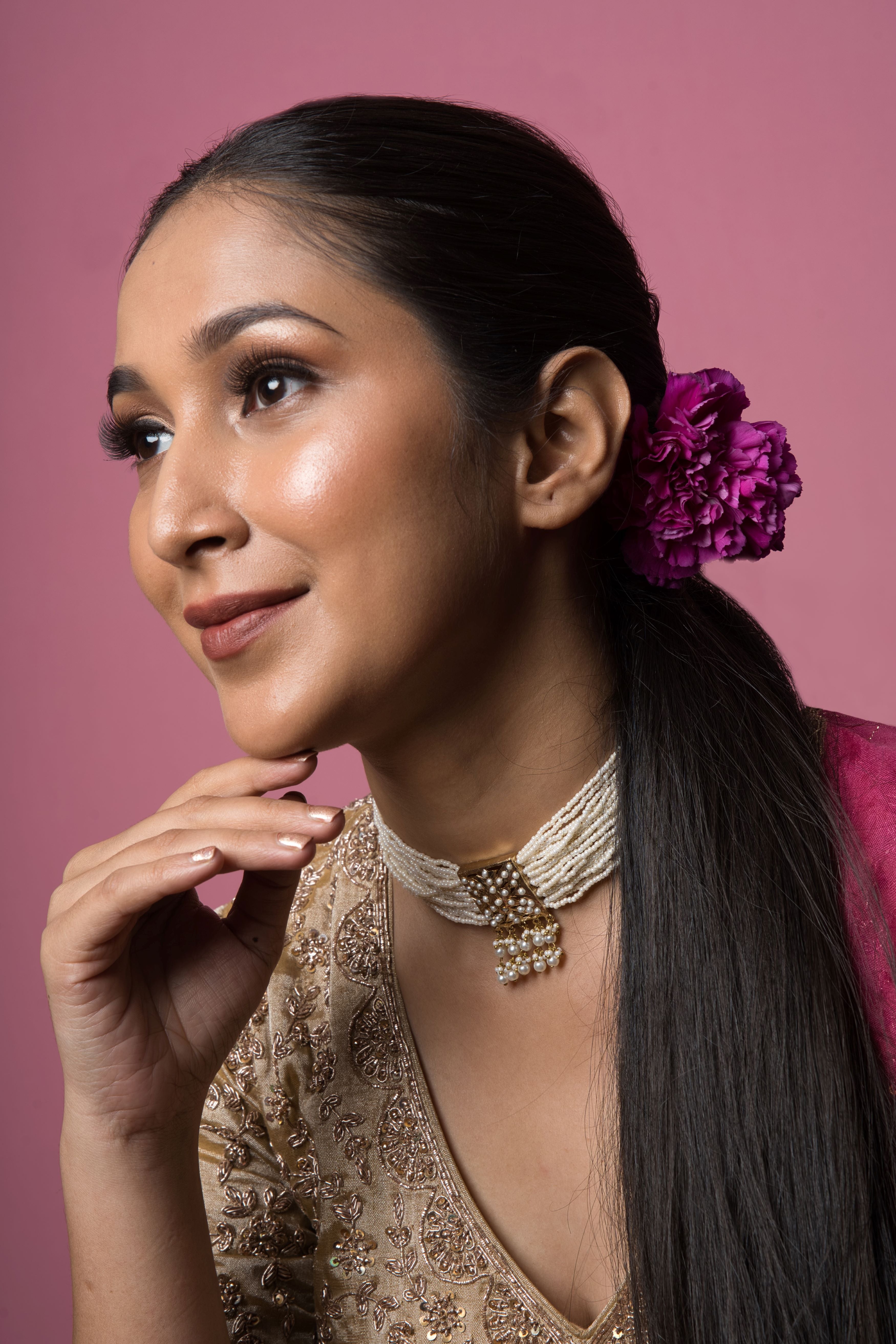 Classic Jadau Pearl White Tukdi Choker - QUEENS JEWELS