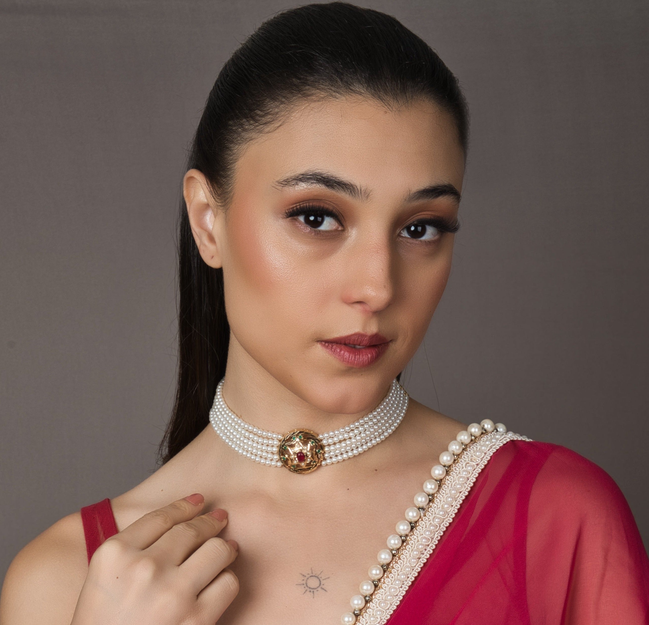 Anaya Exquisite Pearl White Jadau Choker - QUEENS JEWELS
