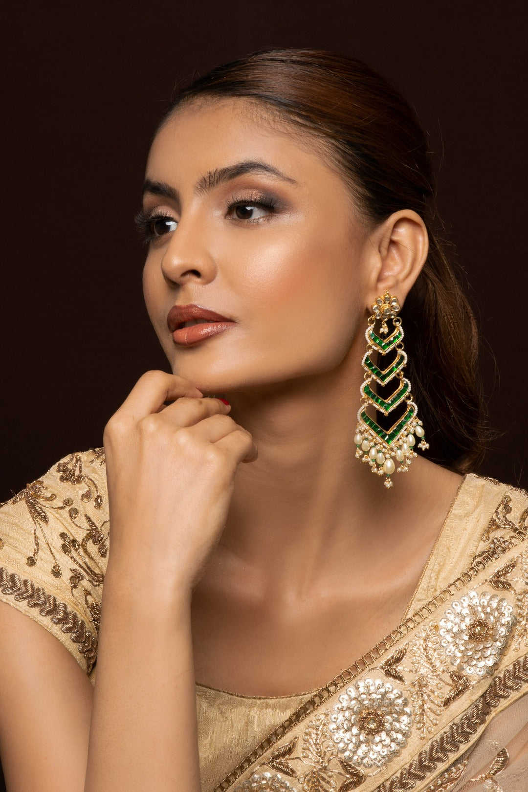 Riana Gold Plated Kundan Earrings - QUEENS JEWELS