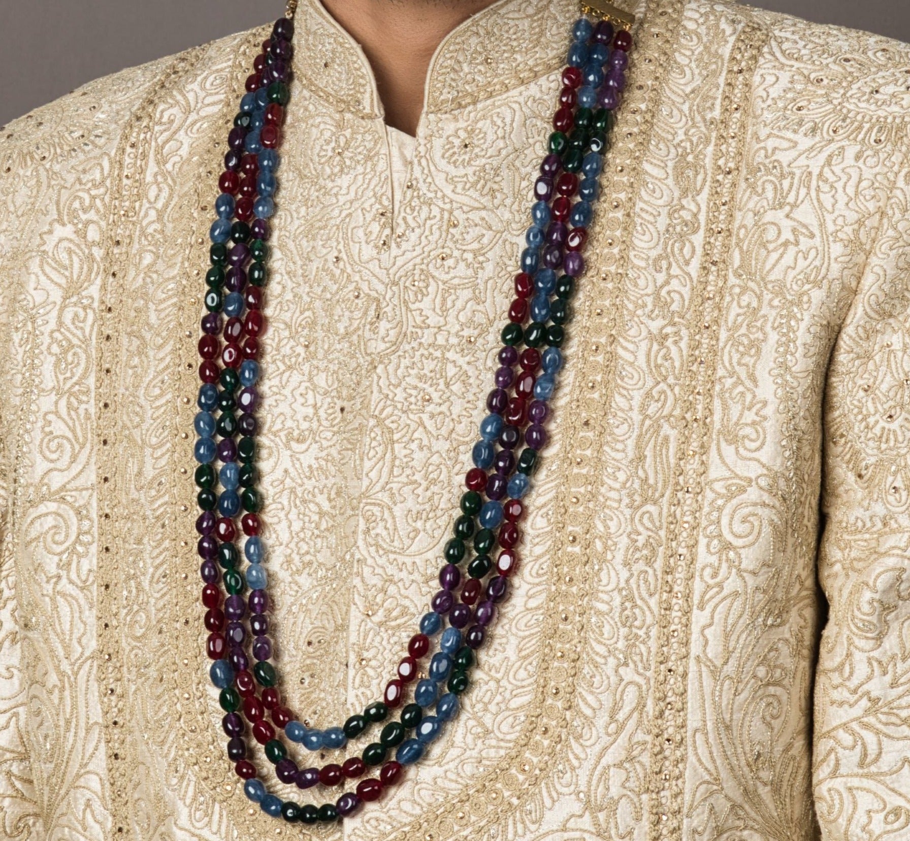 Multicolor Groom's Sherwani Necklace - QUEENS JEWELS