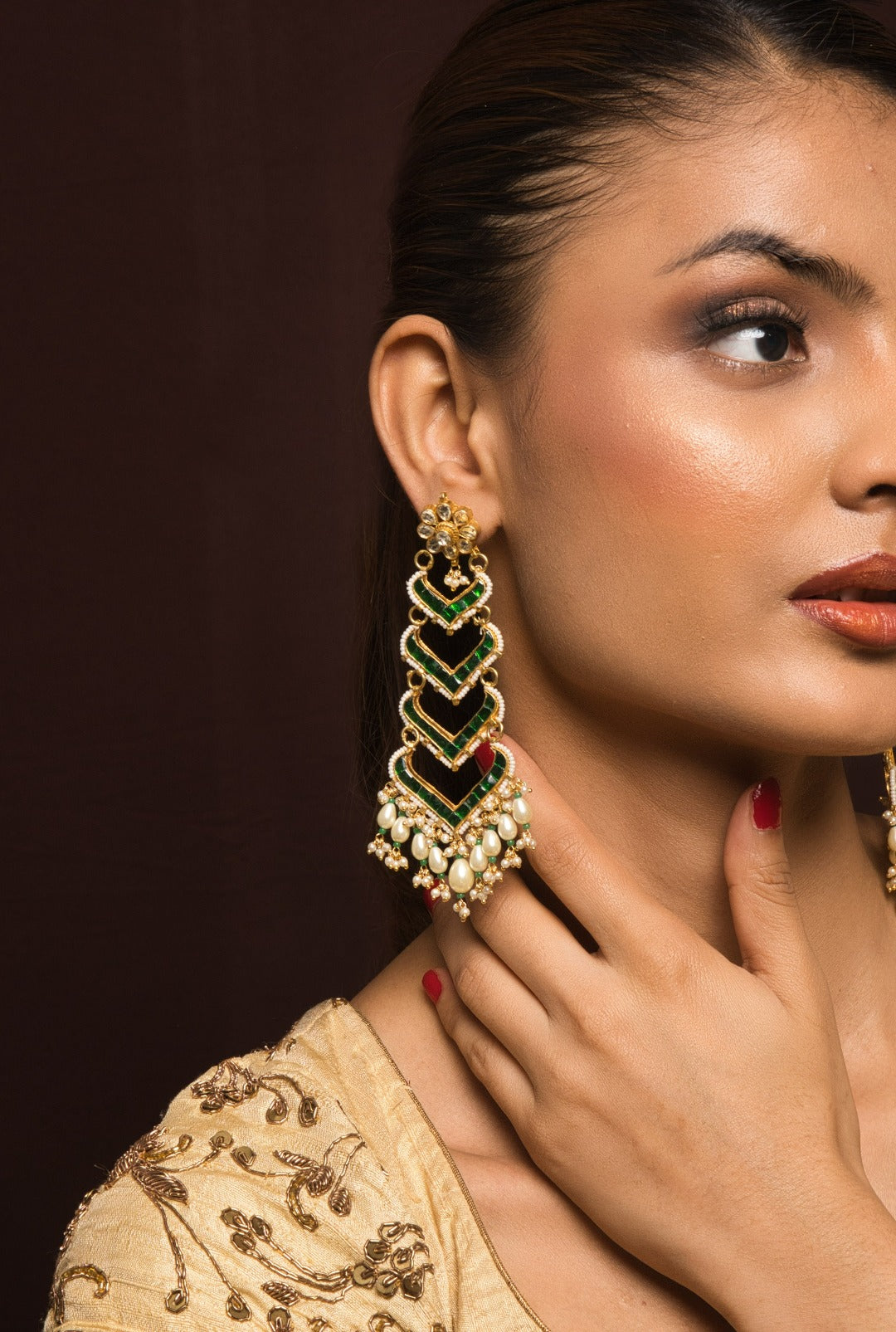 Riana Gold Plated Kundan Earrings - QUEENS JEWELS