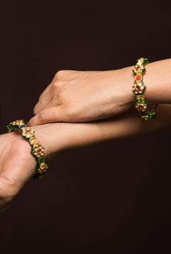 Ara Navratan Openable Kada Pair - QUEENS JEWELS