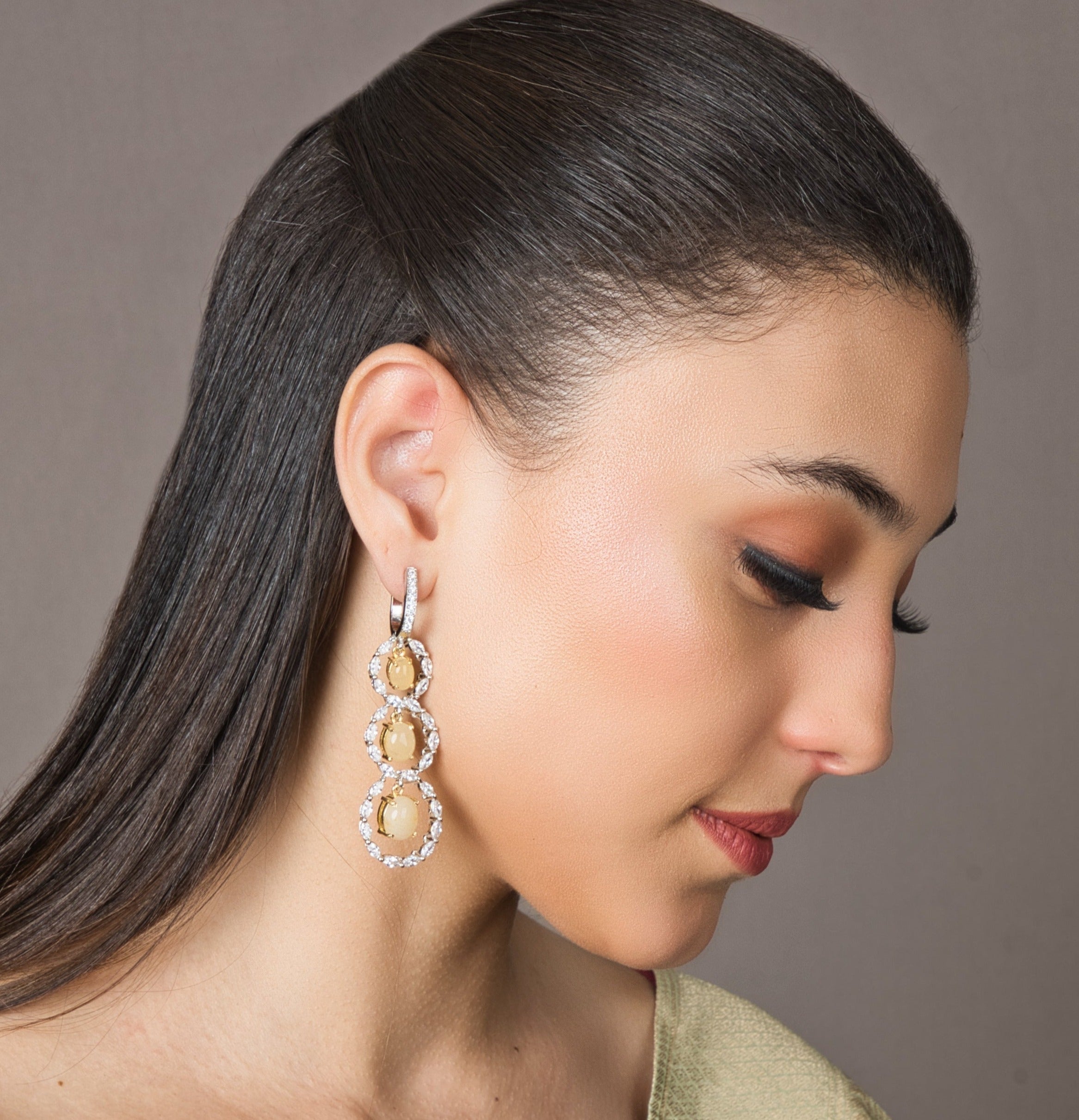 American Diamond Tassel Earrings - QUEENS JEWELS