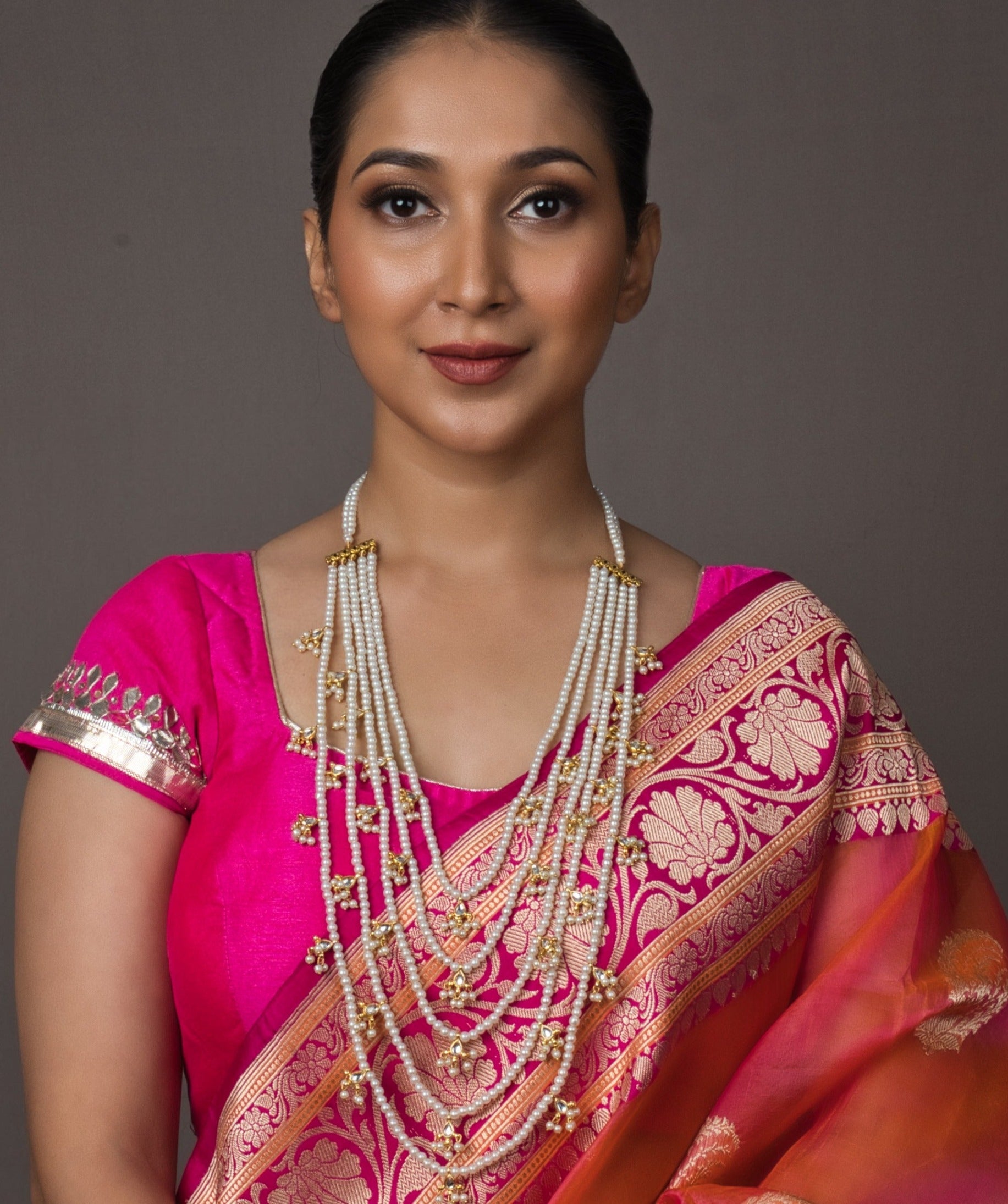 Pearl Panch Lada Kundan Biya Necklace - QUEENS JEWELS