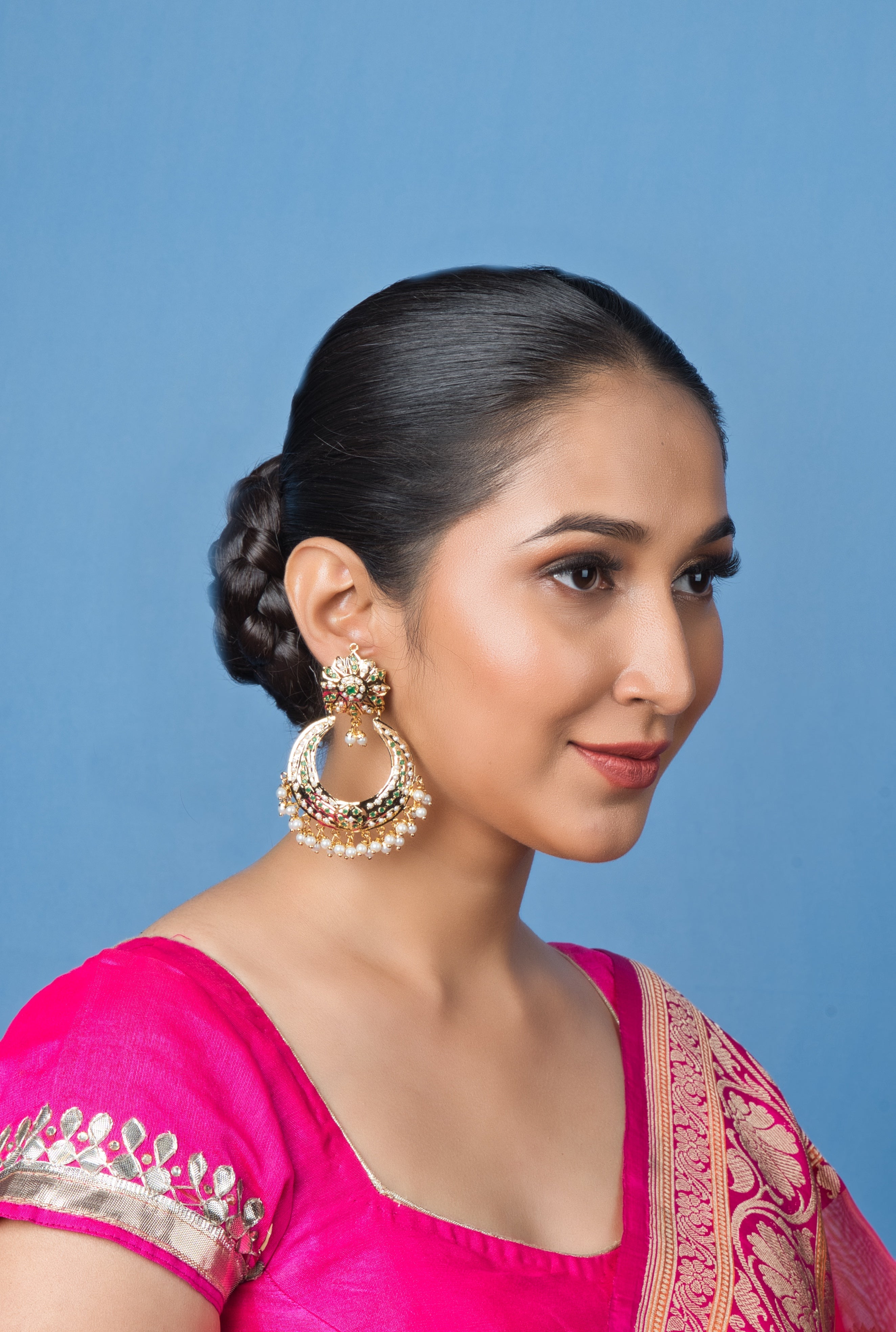 Royal Green Jadau Chaandbali - QUEENS JEWELS