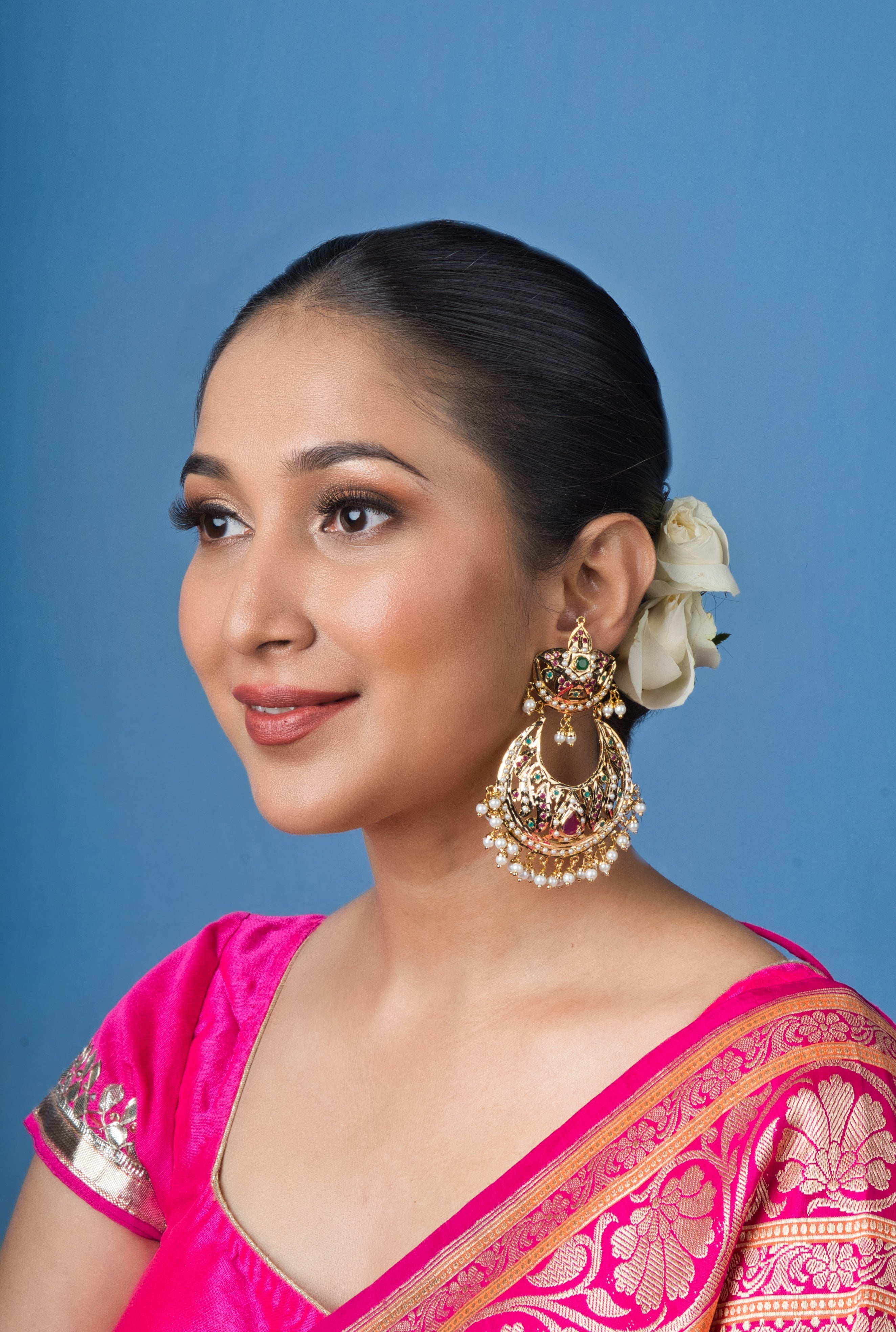 Royal Multicolor Jadau Chaandbali - QUEENS JEWELS