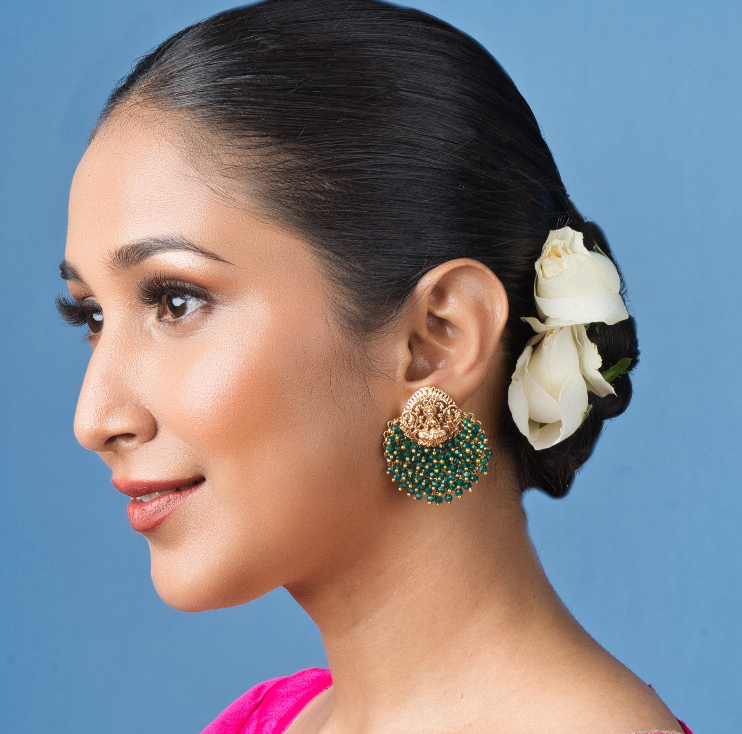 Imara Beads Drop Temple Earrings - QUEENS JEWELS