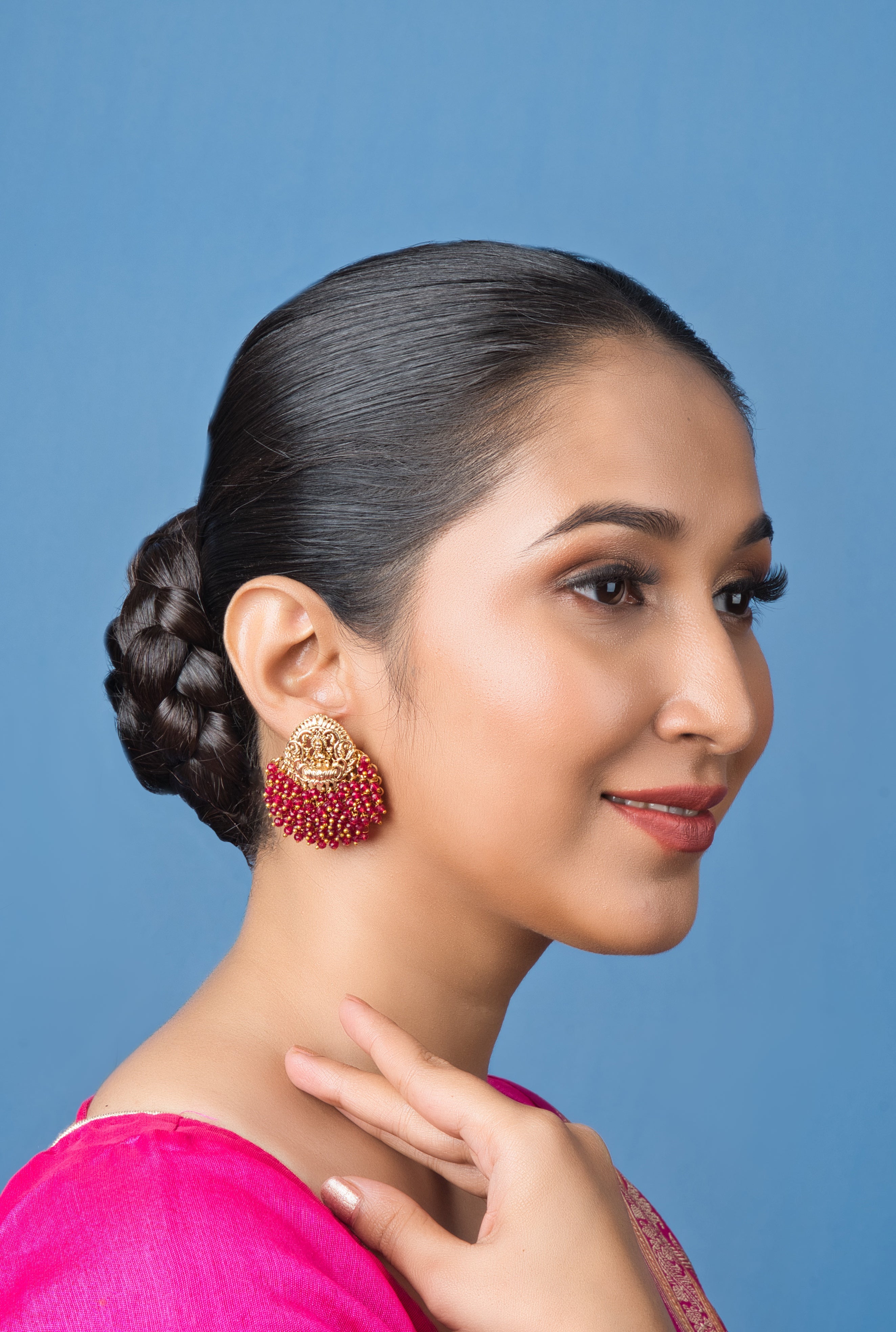Imara Beads Drop Temple Earrings - QUEENS JEWELS
