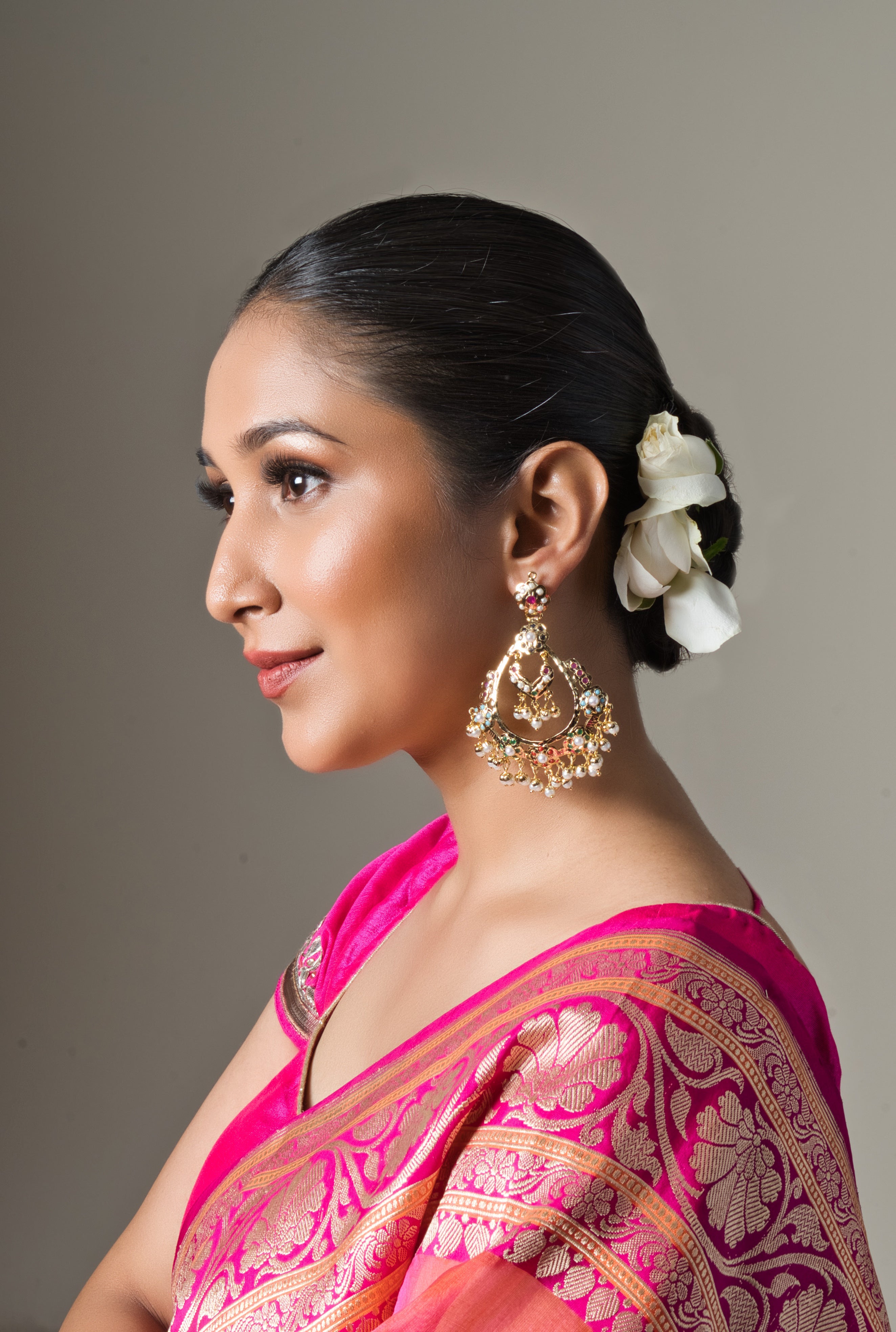 Bahaar Navratan Jadau Chaandbali - QUEENS JEWELS