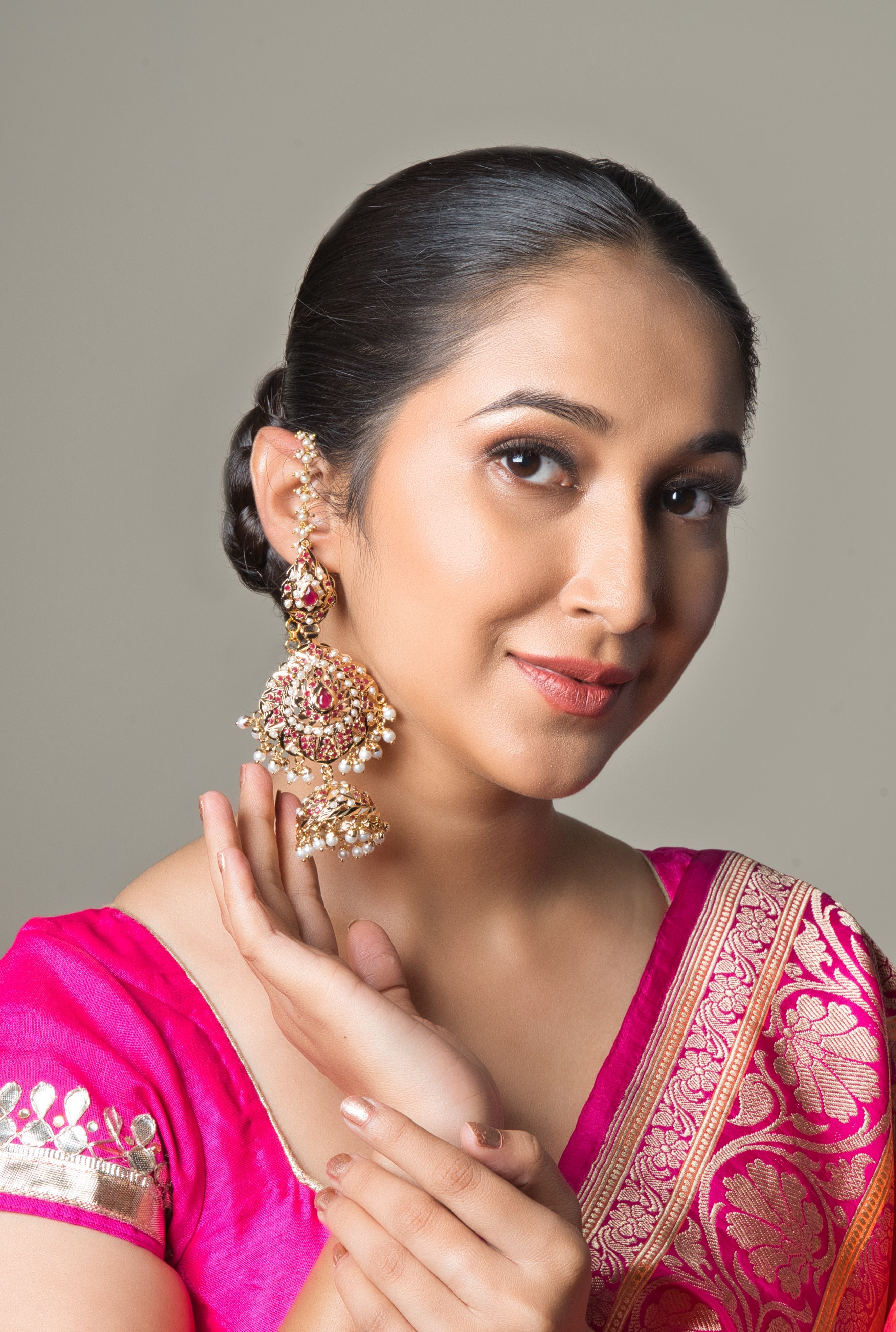 Elegant Jadau Jhumka with Kanauti - QUEENS JEWELS