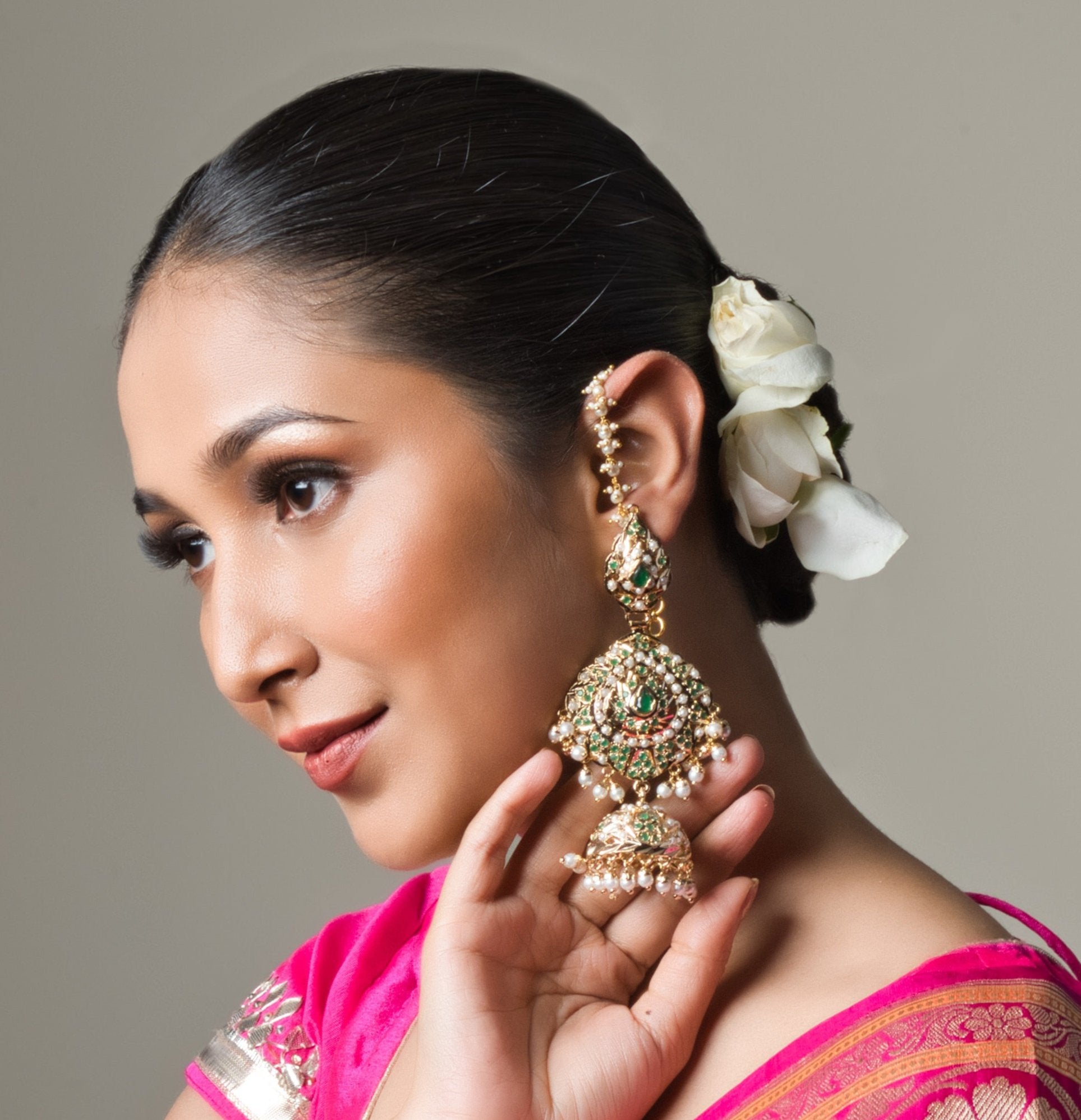 Elegant Jadau Jhumka with Kanauti - QUEENS JEWELS