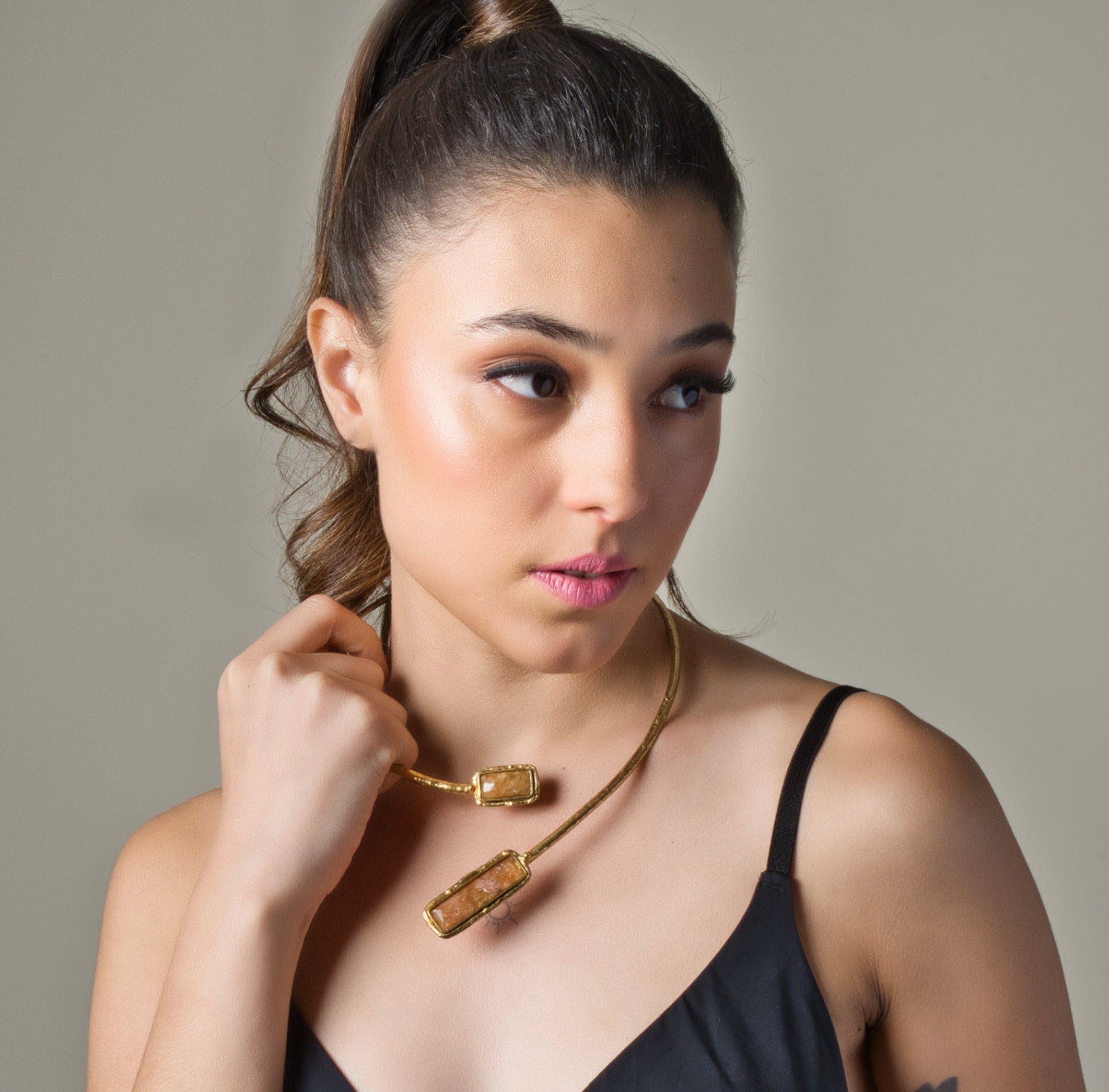 Golden Jaspar Necklace - Adjustable - QUEENS JEWELS