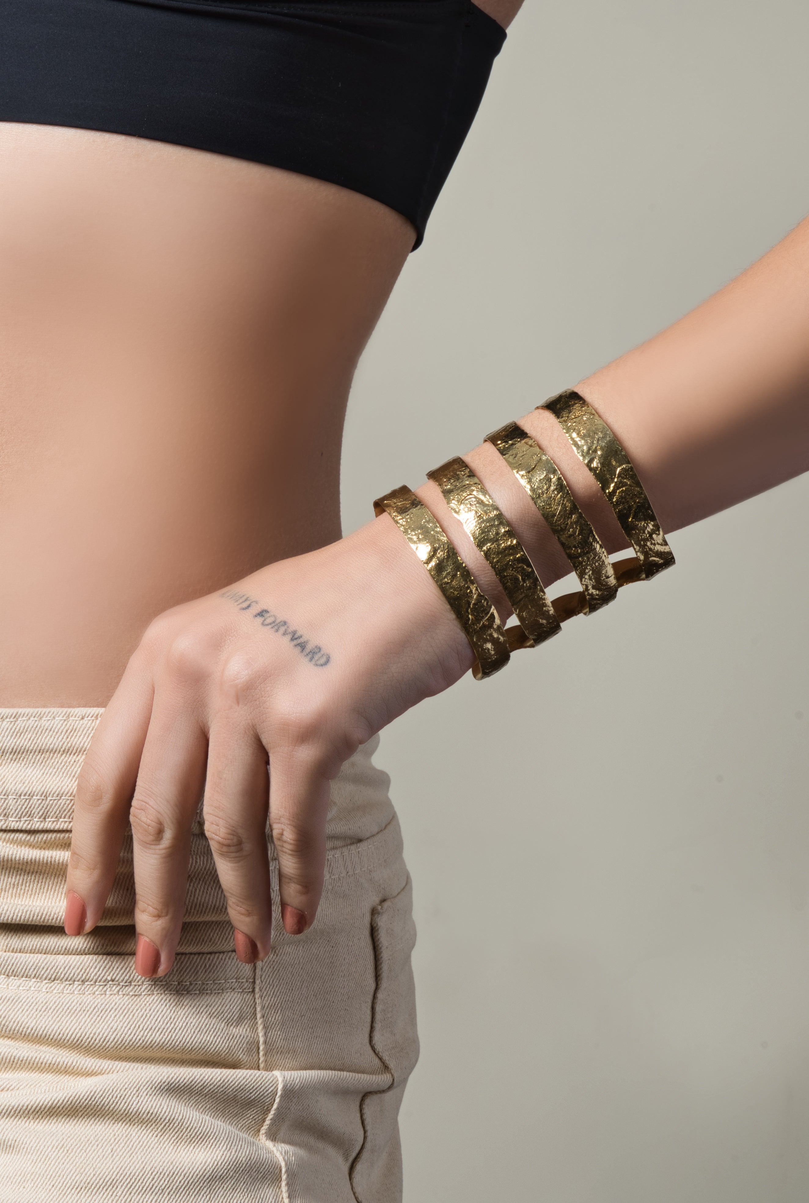 Gold Plated Broad Cuff Adjustable