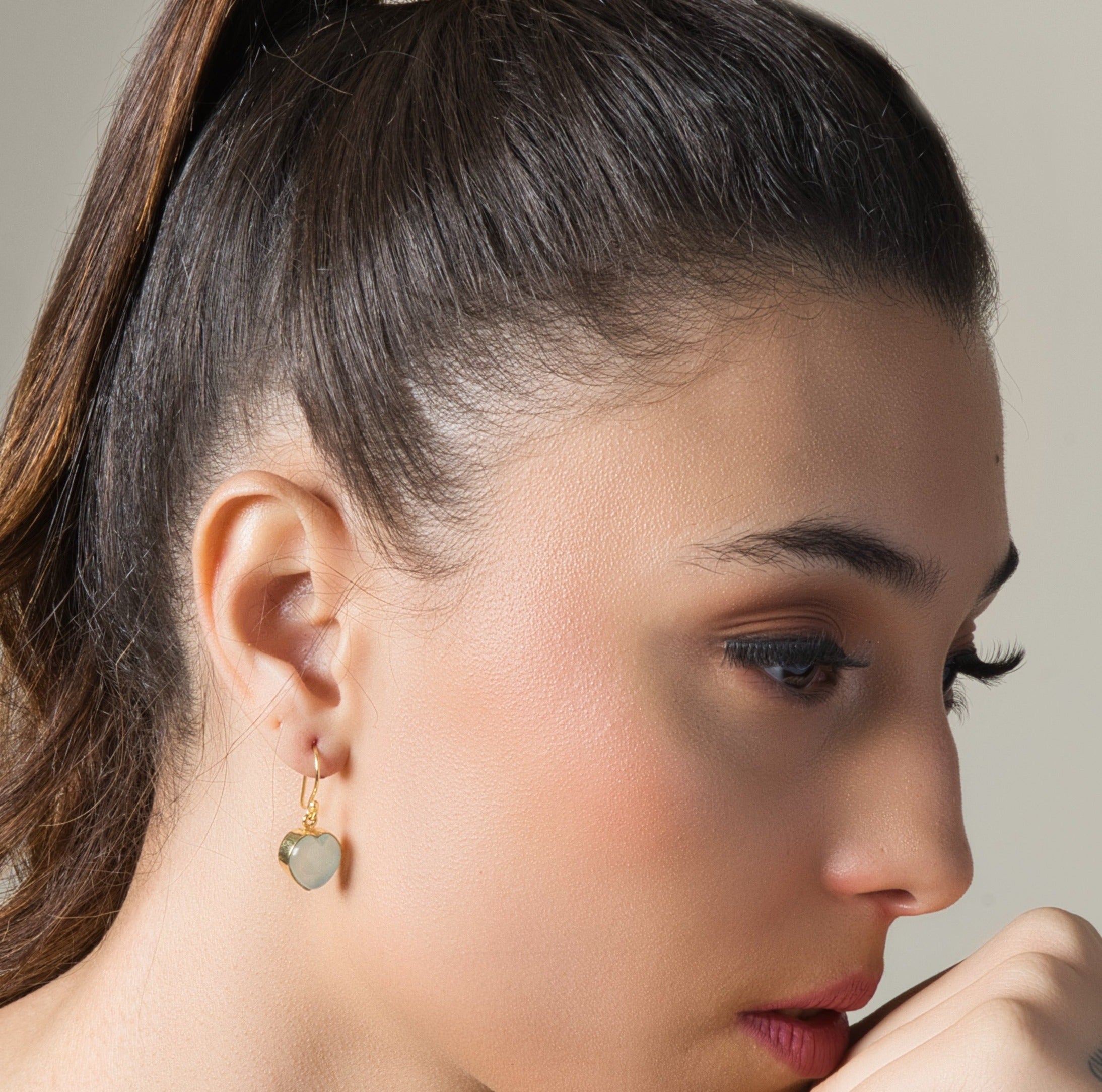 Blue Chalcedony Heart Earrings - QUEENS JEWELS
