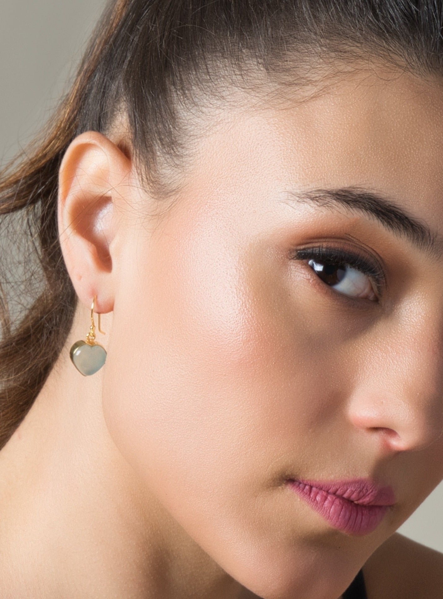 Blue Chalcedony Heart Earrings - QUEENS JEWELS