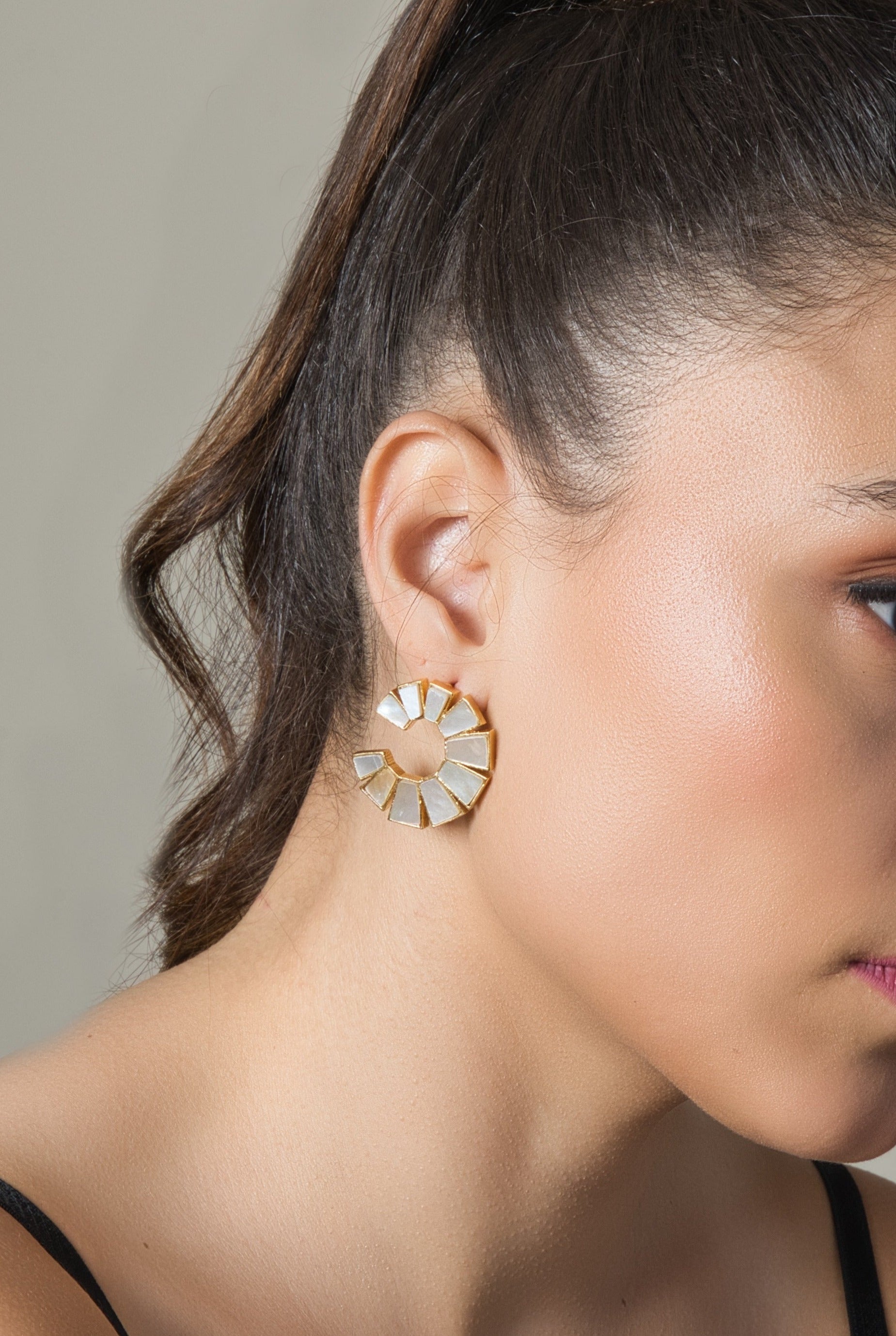 Crescent Shell Pearl Stud Earrings - QUEENS JEWELS
