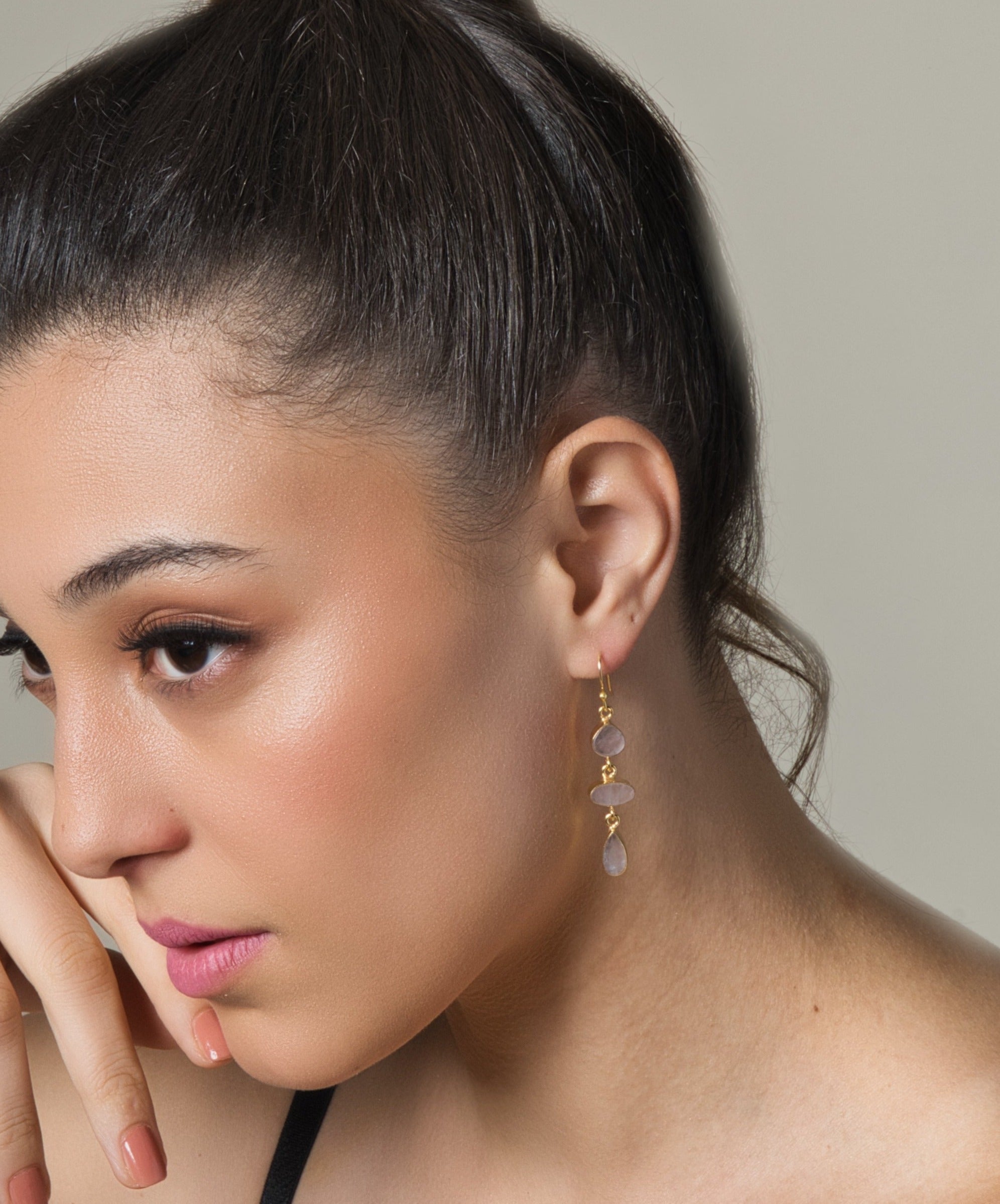 Blush Pink Multi Layer Danglers - QUEENS JEWELS