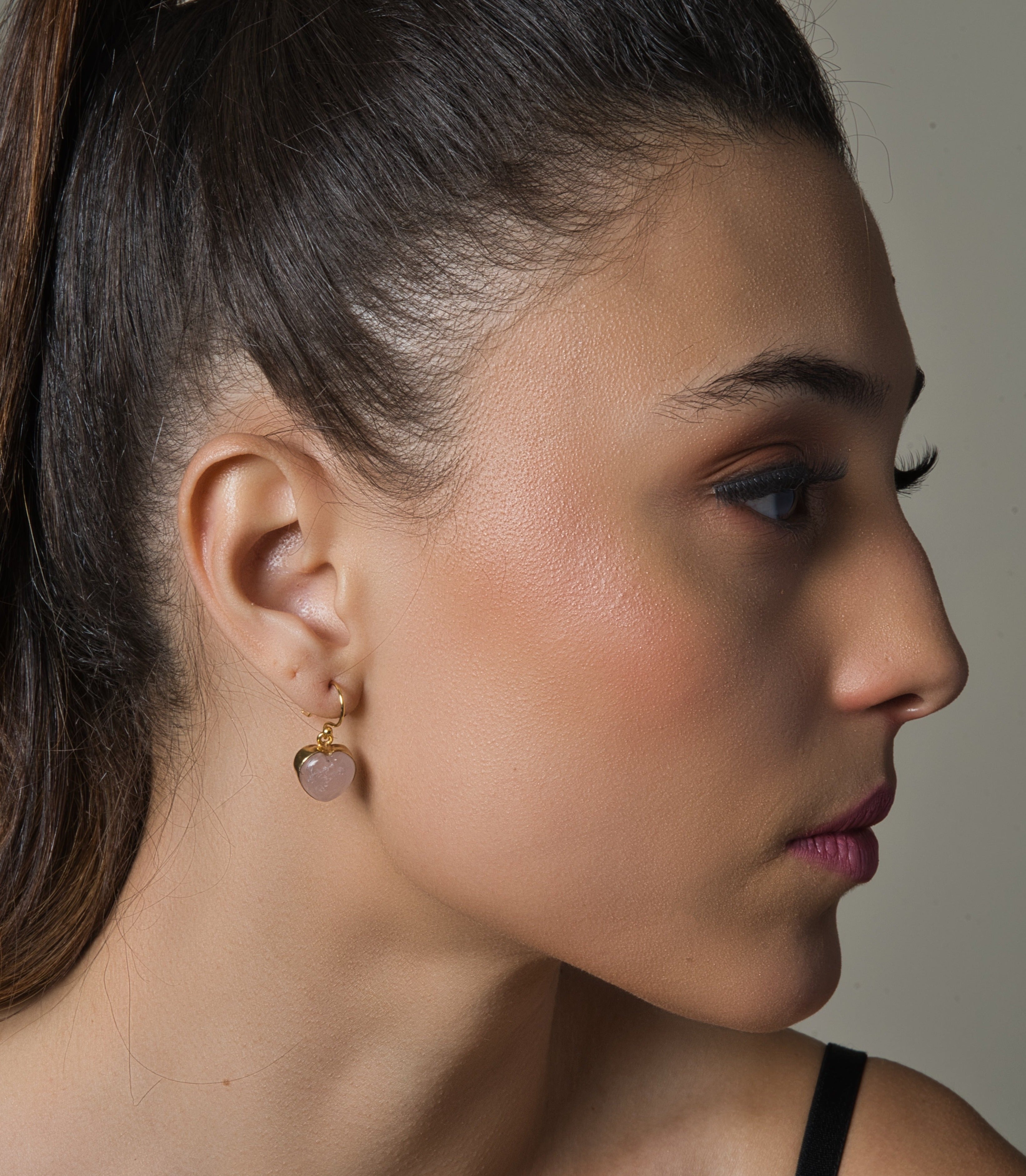 Rose Quartz Heart Earrings - QUEENS JEWELS