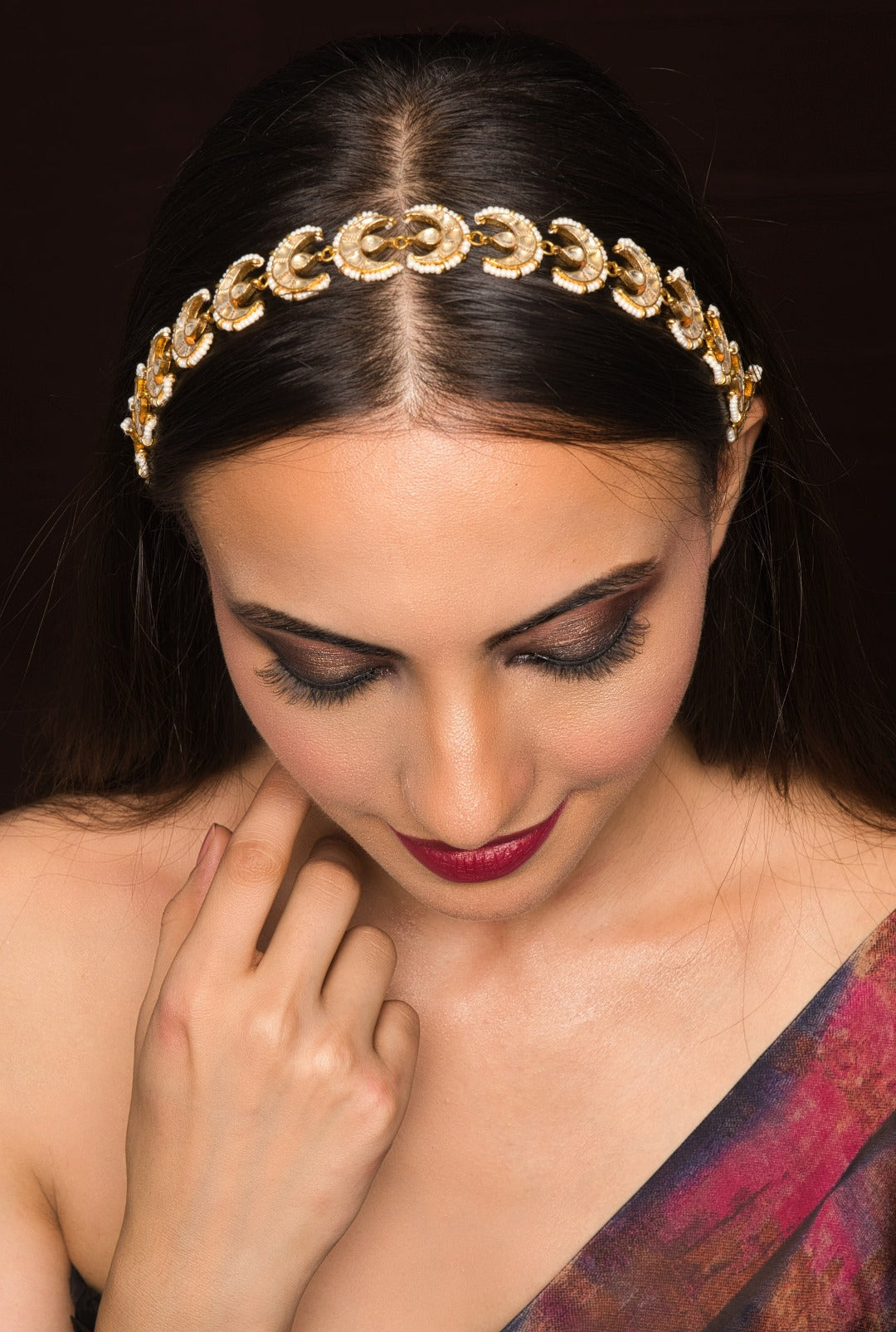 Nazia Gold Plated Kundan Sheeshpatti - QUEENS JEWELS