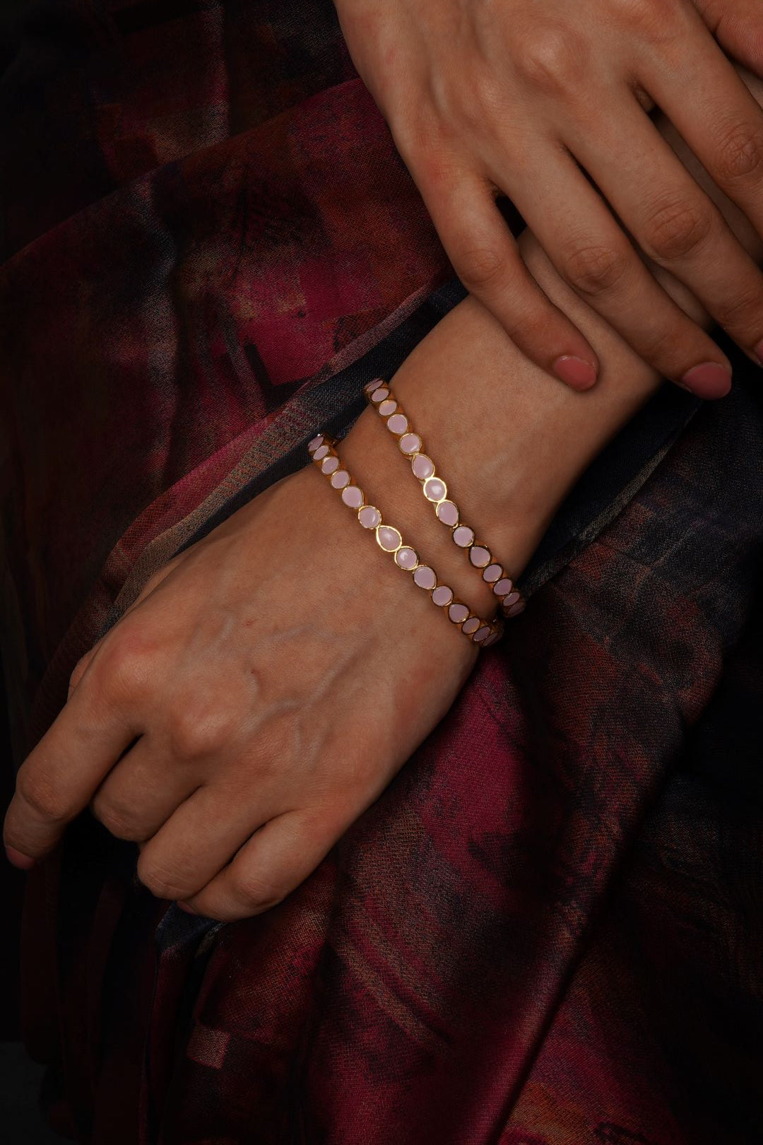 Aaheli Pachi Kundan Bangle Pair - QUEENS JEWELS