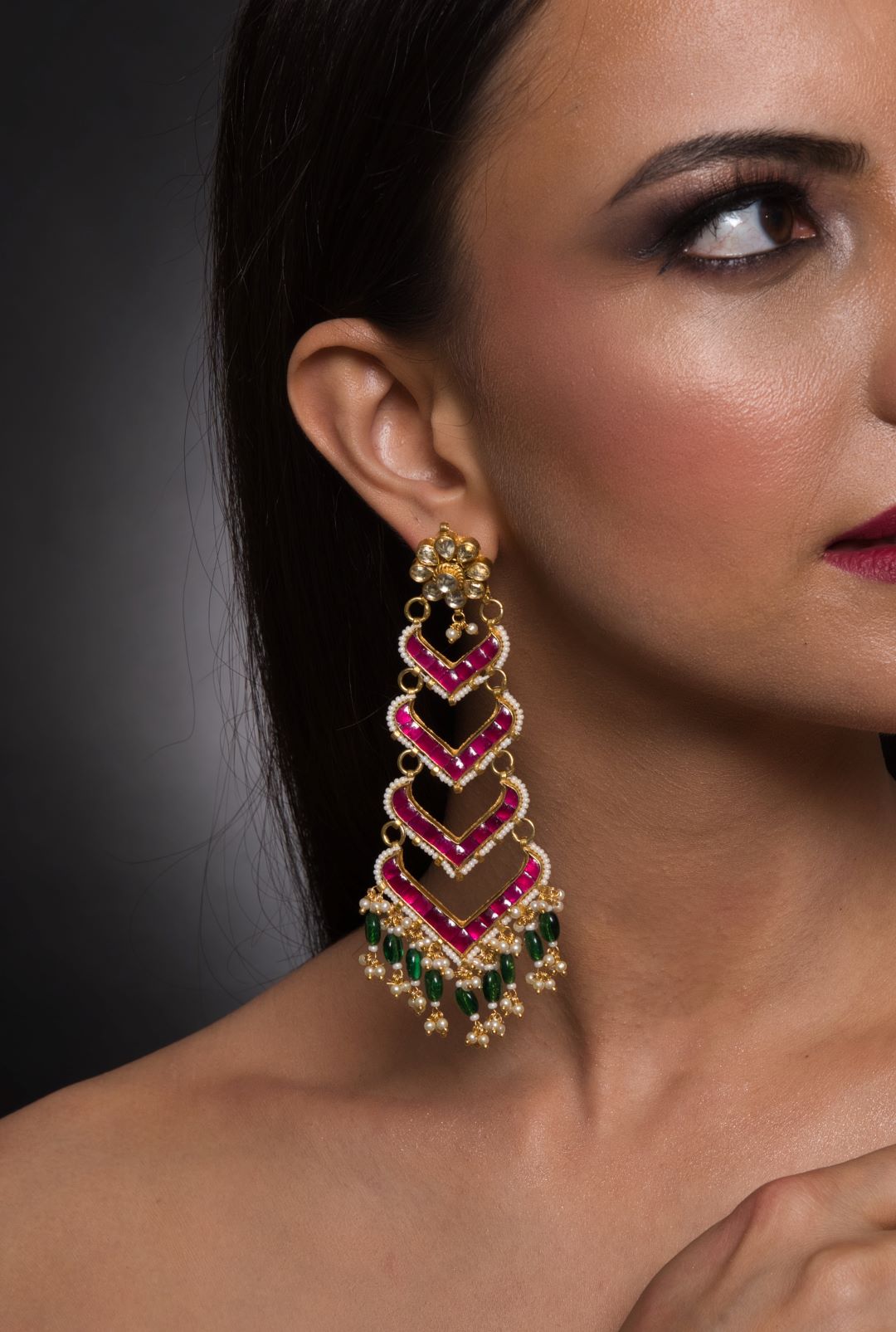 Nyra Kundan Paasa Earrings - QUEENS JEWELS