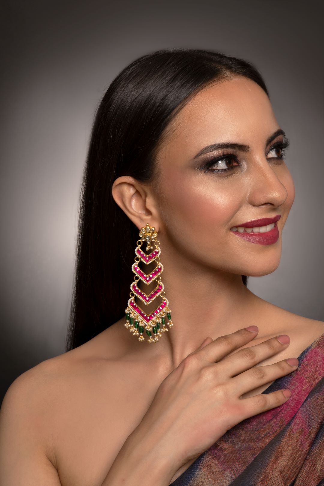 Nyra Kundan Paasa Earrings - QUEENS JEWELS