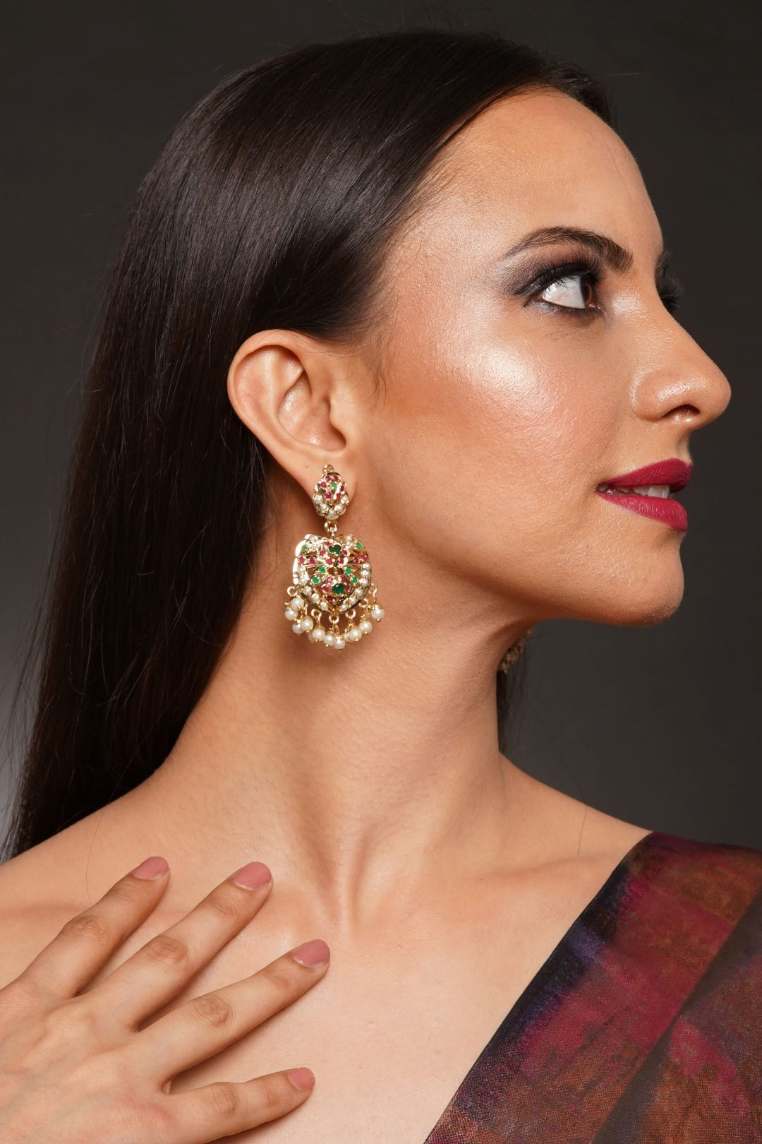 Fiza Multicolour Jadau Earrings - QUEENS JEWELS