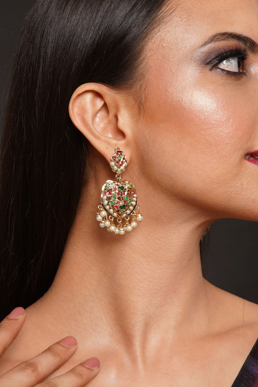 Fiza Multicolour Jadau Earrings - QUEENS JEWELS