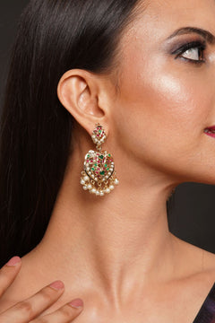 Fiza Multicolour Jadau Earrings - QUEENS JEWELS