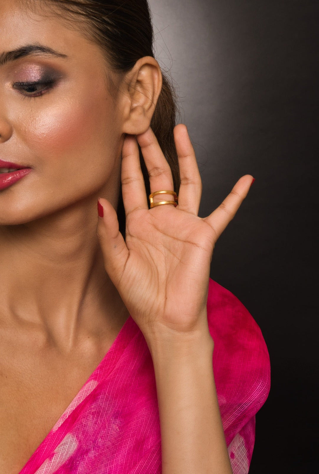 Ashley Gold Plated Casual Adjustable Ring - QUEENS JEWELS