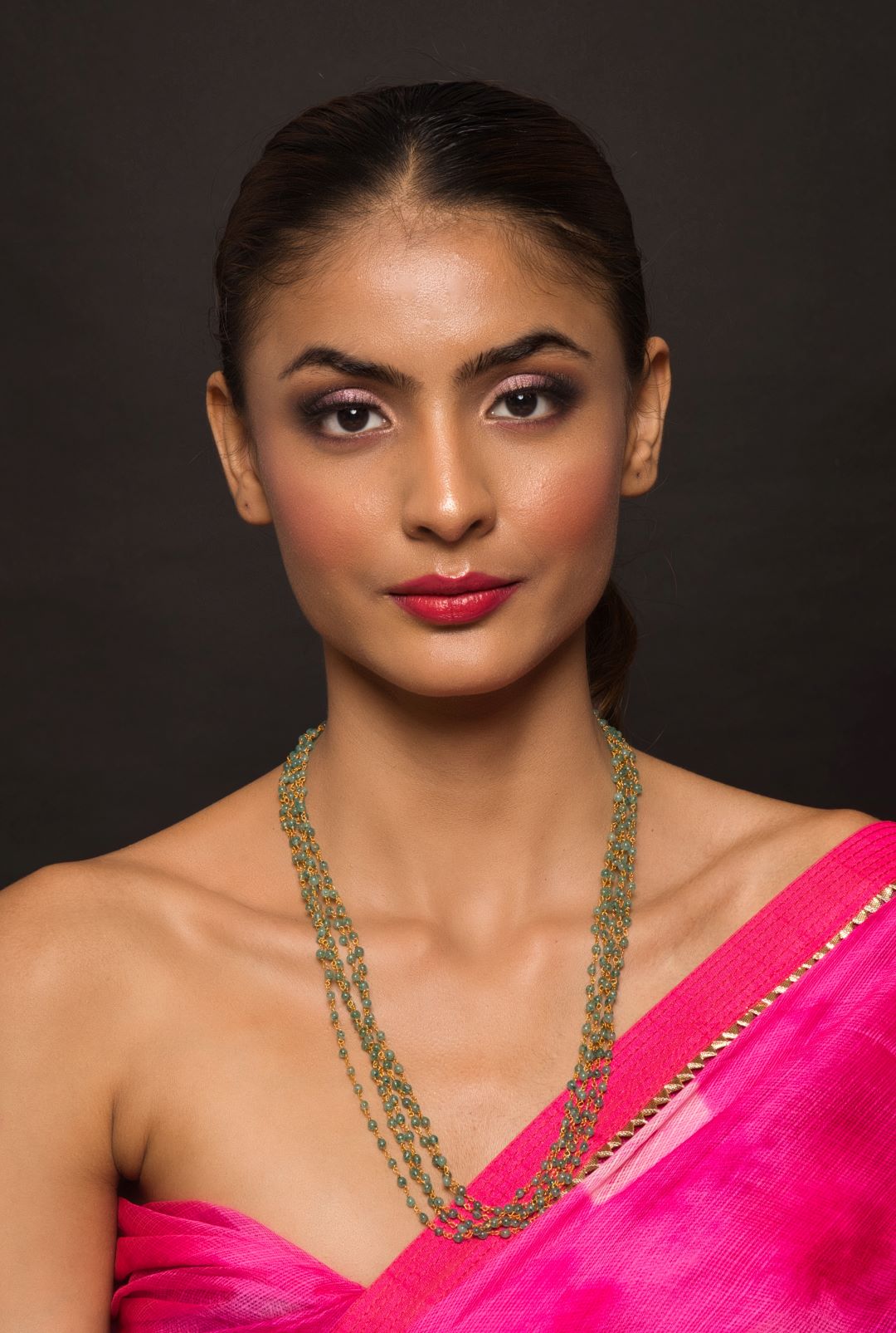 Multi Layered Green Designer Pearl String Necklace - QUEENS JEWELS