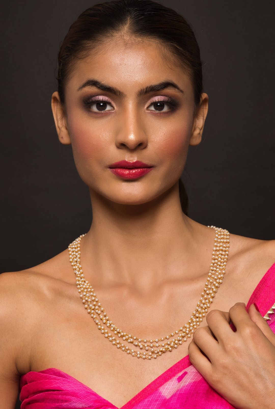 Multi Layered White Designer Pearl String Necklace - QUEENS JEWELS