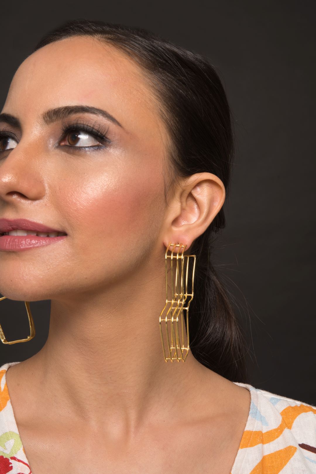 Kris Gold Plated 3D Earrings - QUEENS JEWELS
