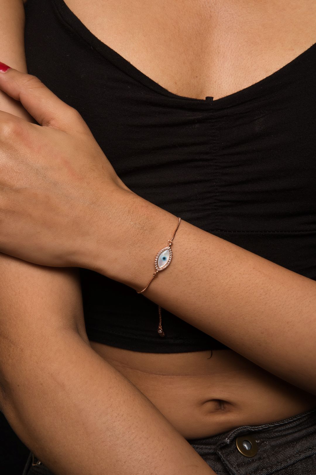 Evil Eye Rose Gold Adjustable Bracelet