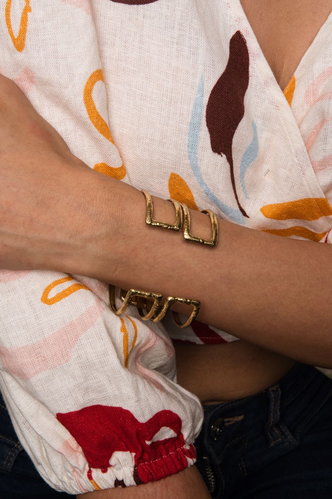 Eliza Three Stone Gold Plated Bracelet - QUEENS JEWELS