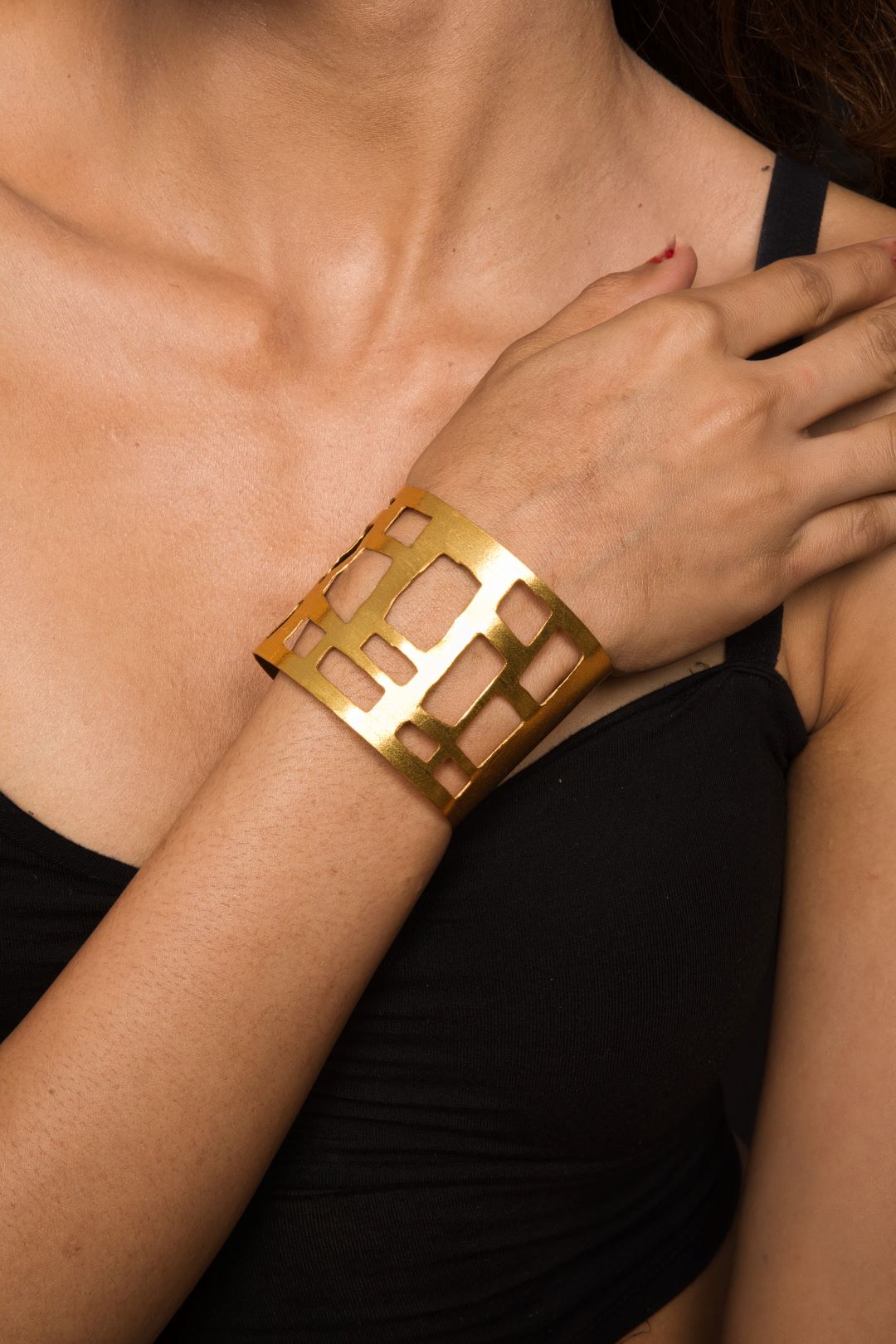 Diva Geometric Gold Plated Bracelet - QUEENS JEWELS