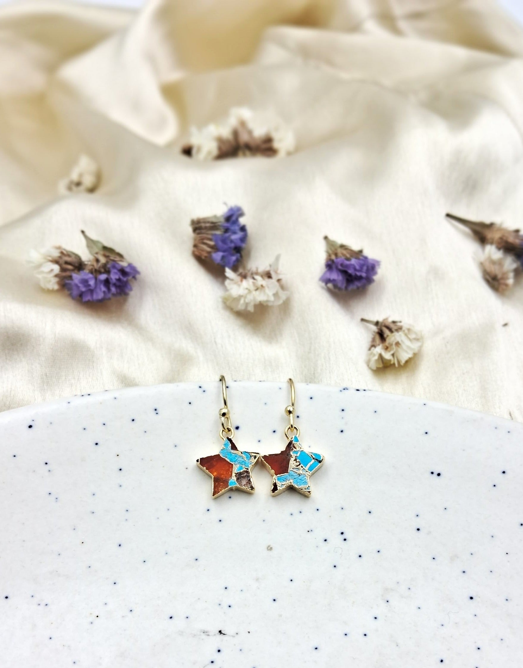 Mohave Star Semi Precious Dangler Earrings - QUEENS JEWELS